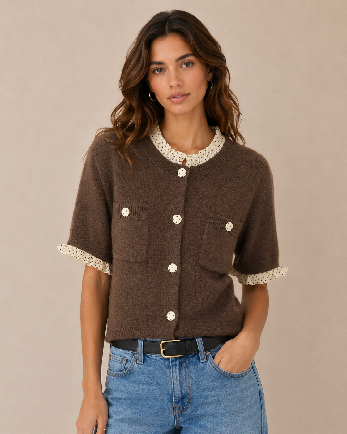 Short Ruffle Cardigan