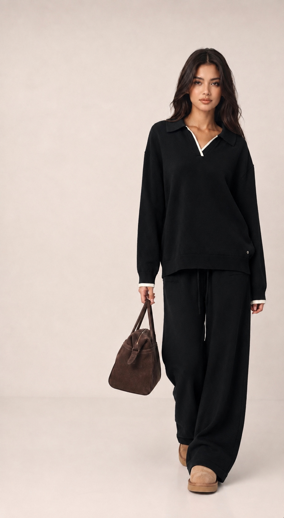 Knitted Polo Set with Drawstring