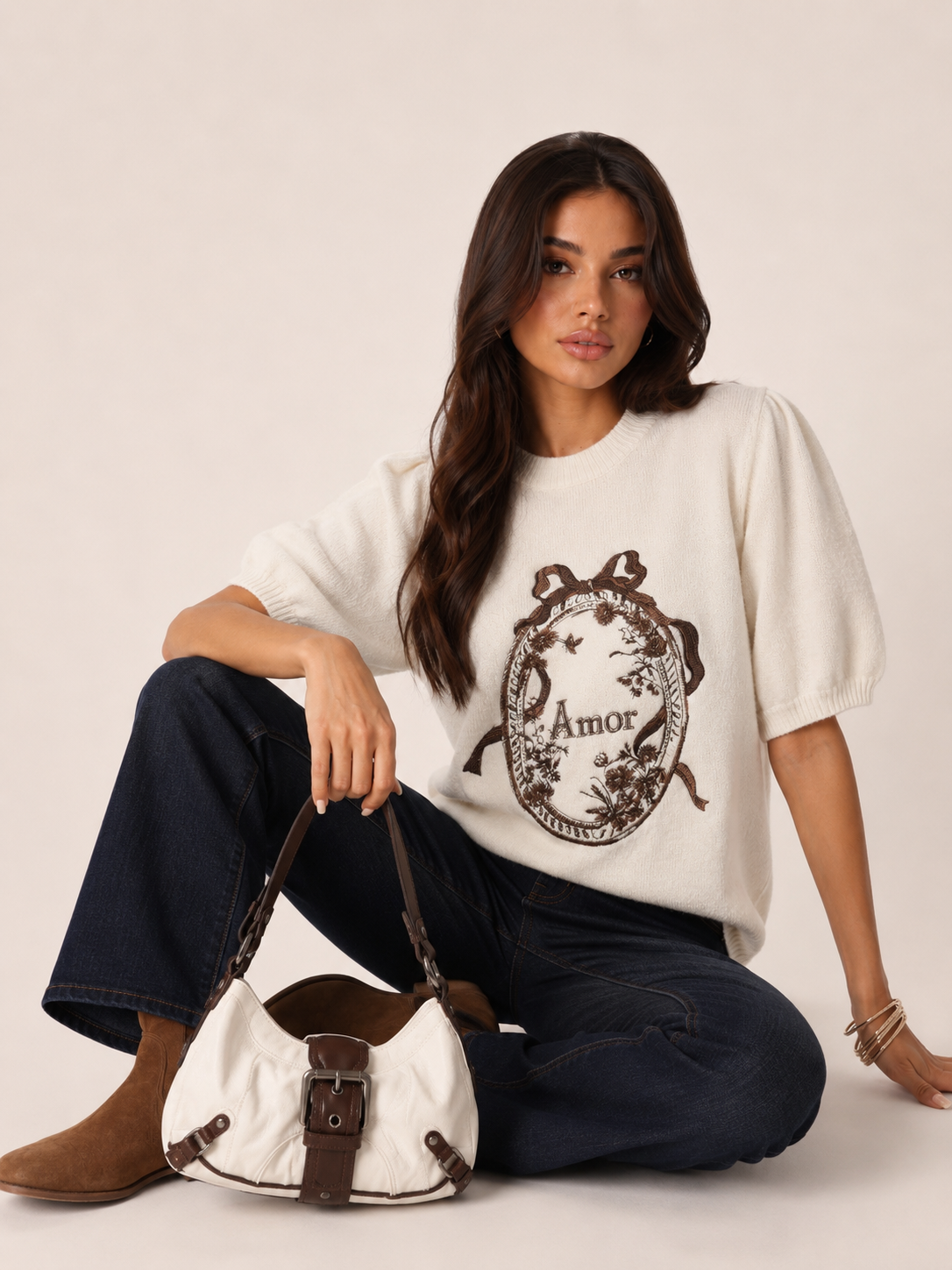 Cropped Puff-Sleeve Sweater