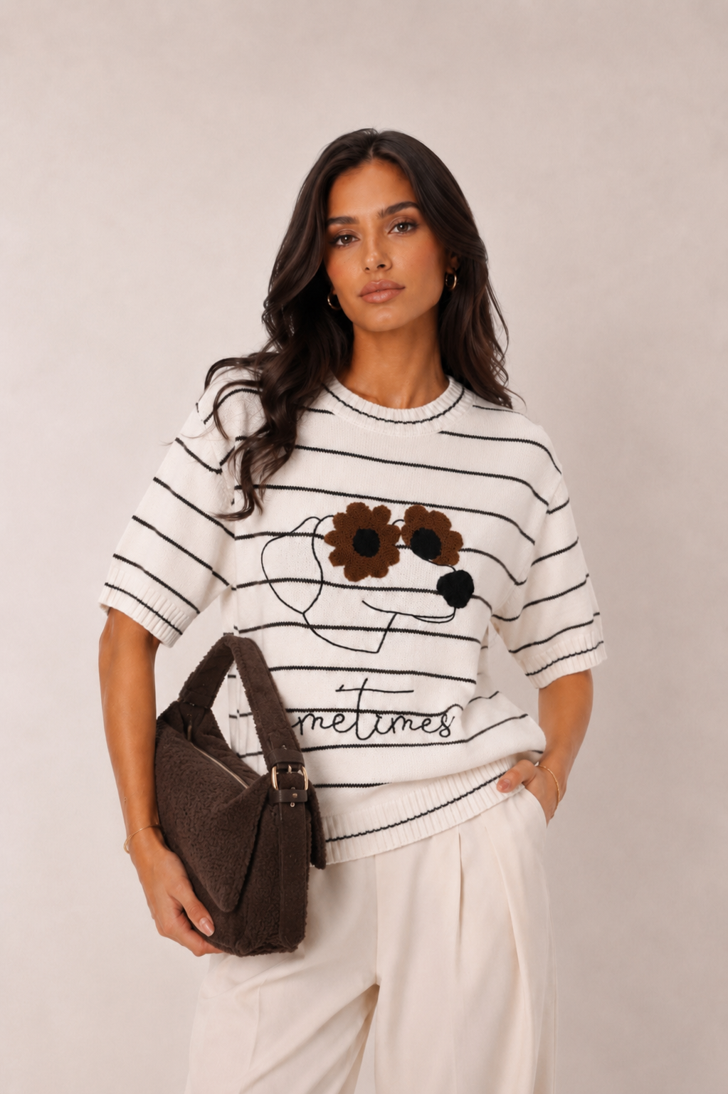 Striped Embroidered Sweater