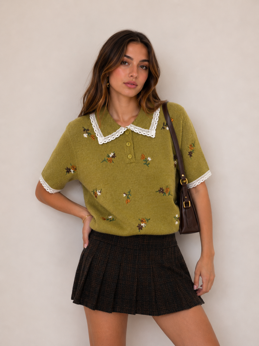 Polo Sweater with Lace