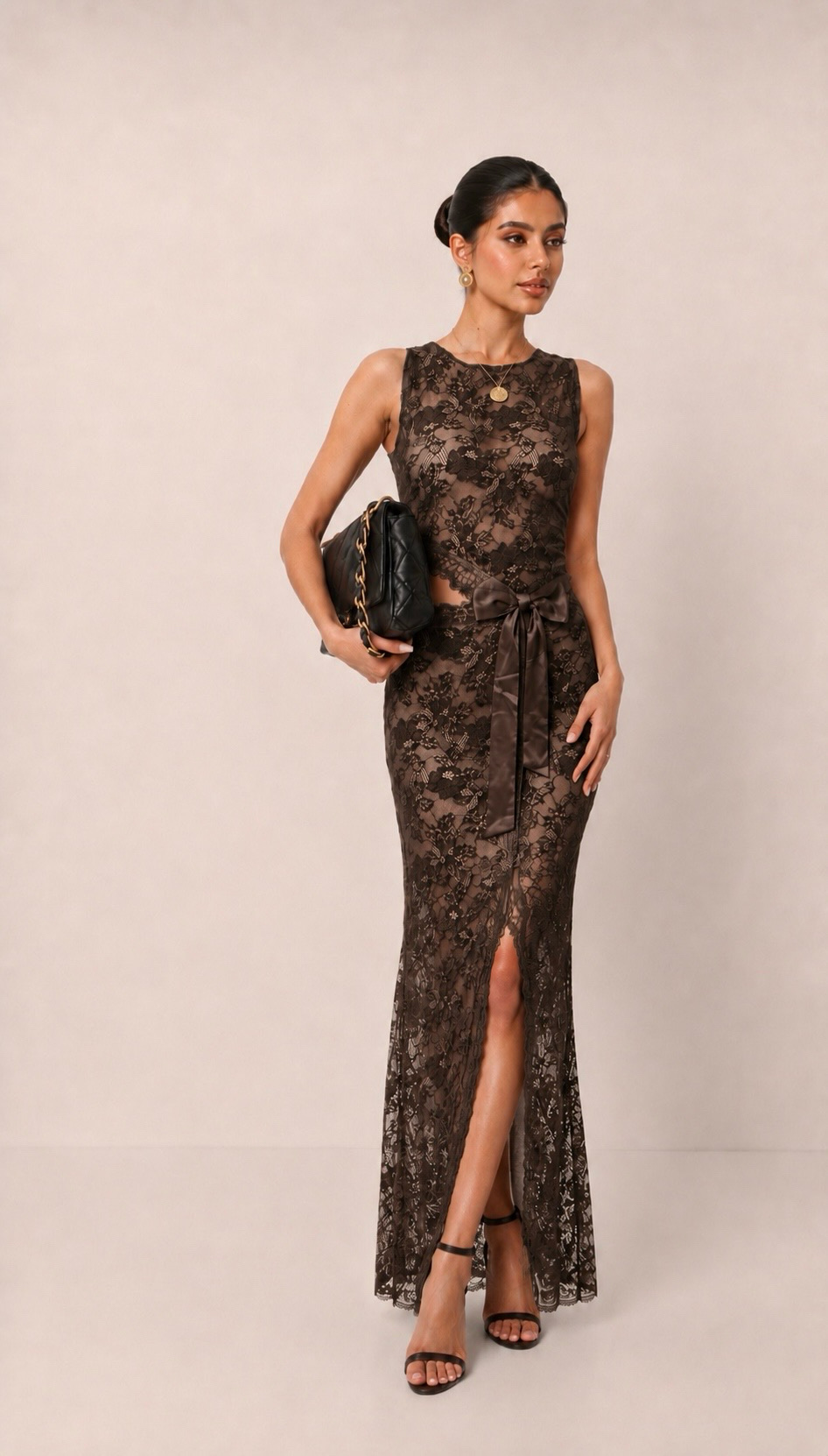 Bow-Detail Maxi Pencil Dress