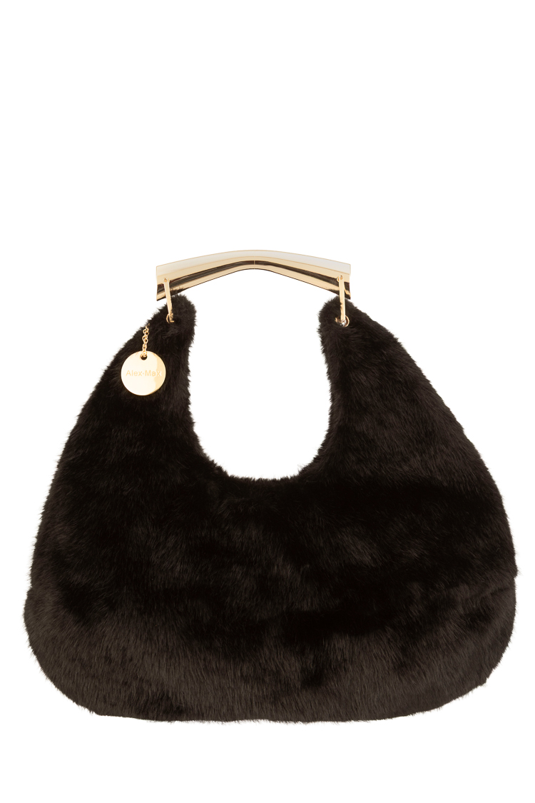 Faux-Fur Hobo Bag with Handle