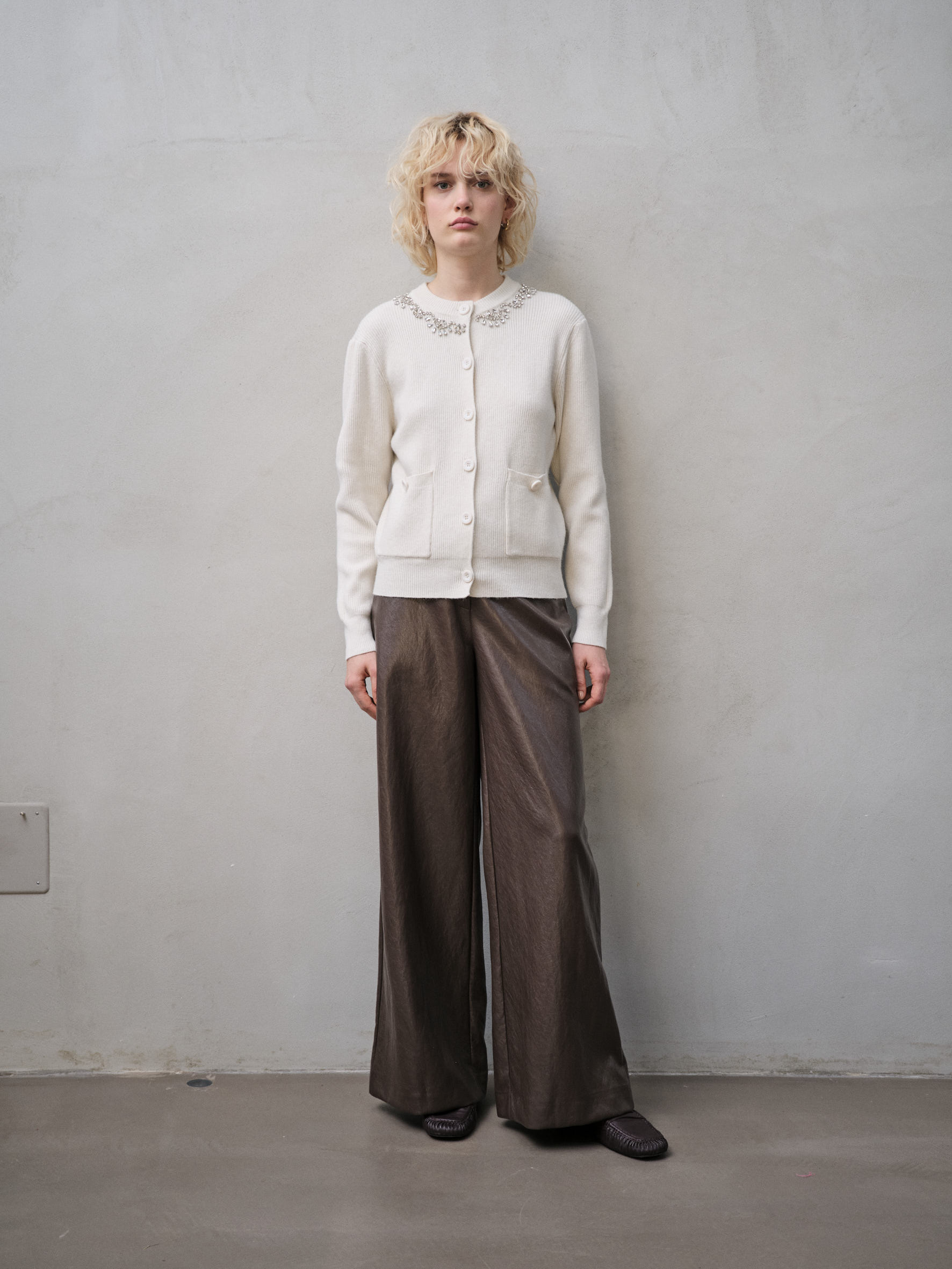 Ribbed Cardigan with Sequins