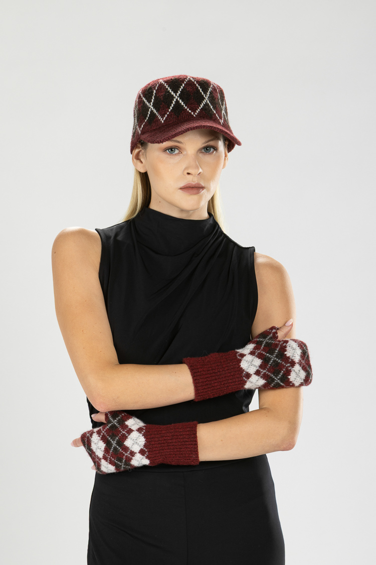 Openwork Check Mitten-Style Hand Warmers