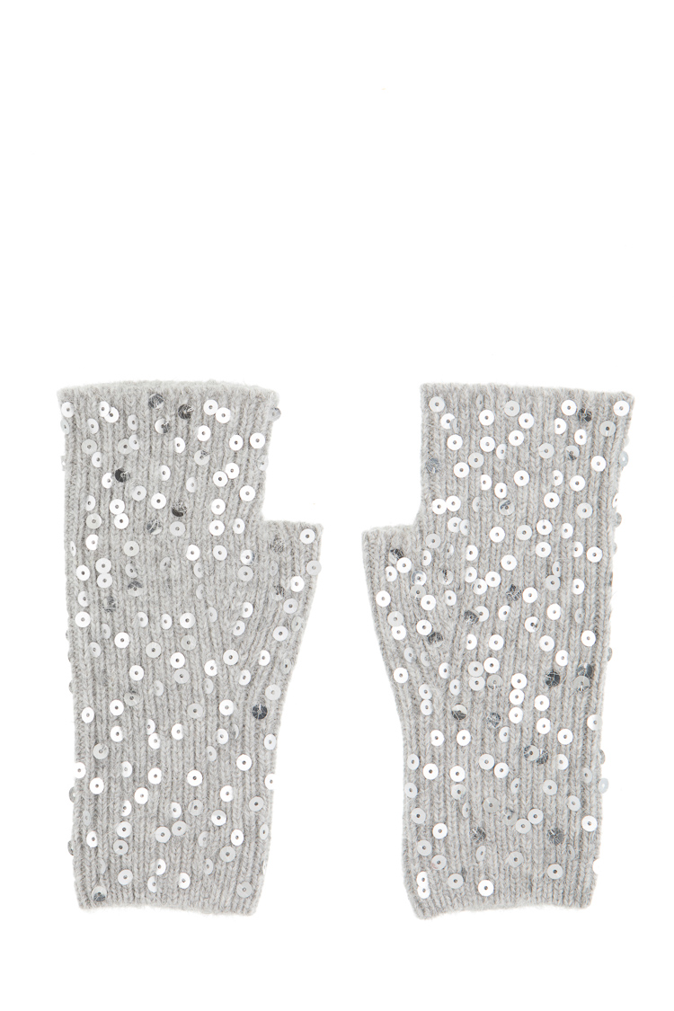 Ribbed Sequin Fingerless Mittens