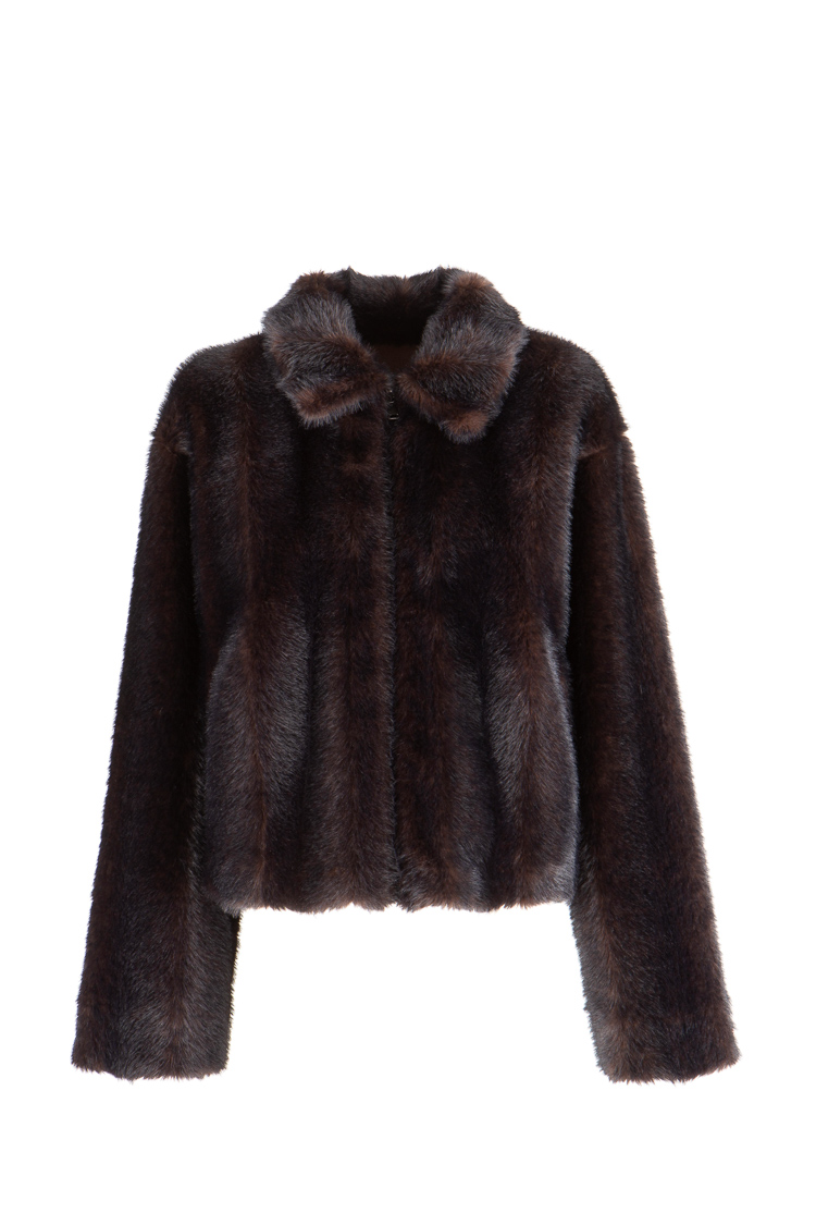 Cropped Jacket with Shirt Collar