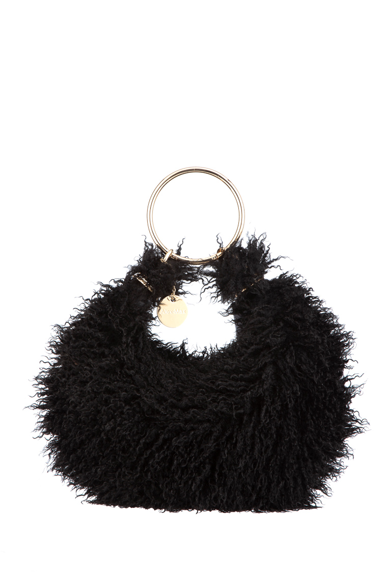 Fur Handbag with Ring Handle
