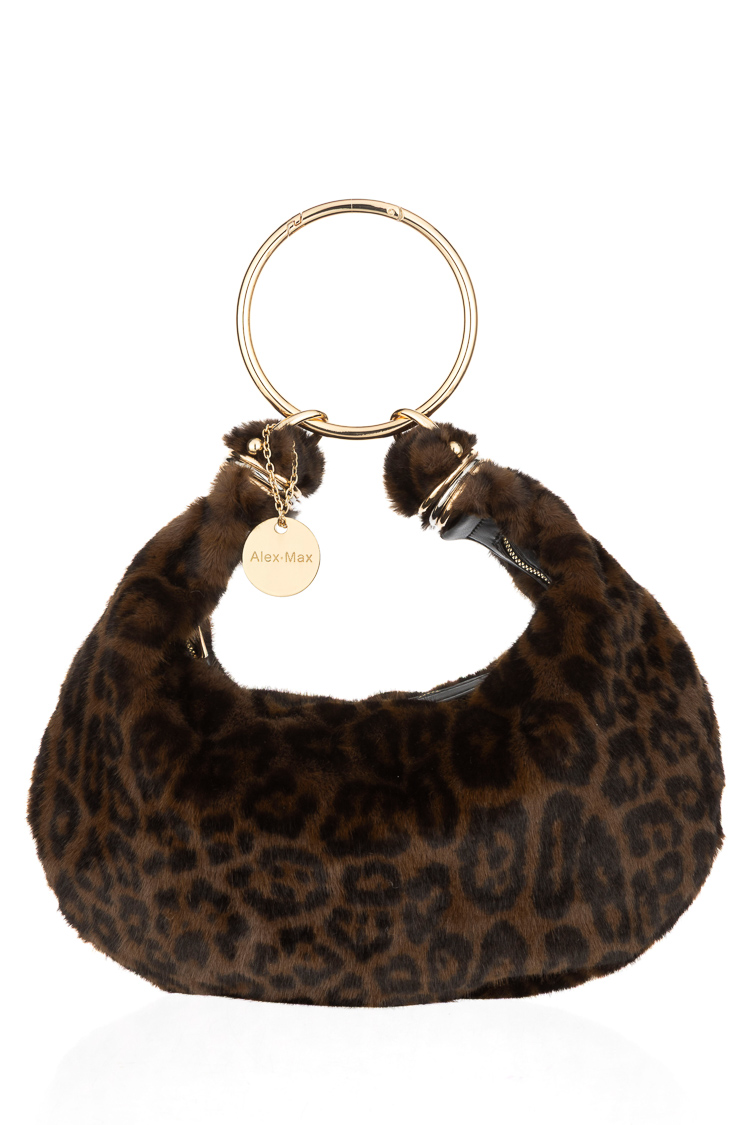 Faux-Fur Handbag with Decorative Buttons