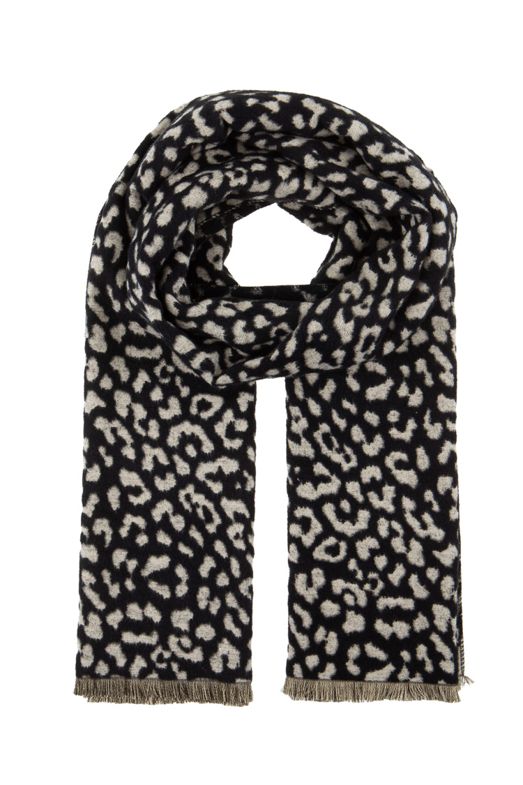 Animal-Print Fringe Scarf