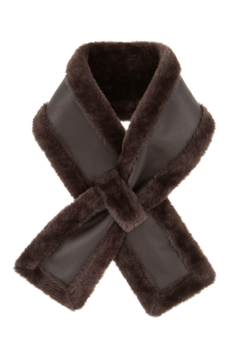 Faux-Leather Scarf with Lace
