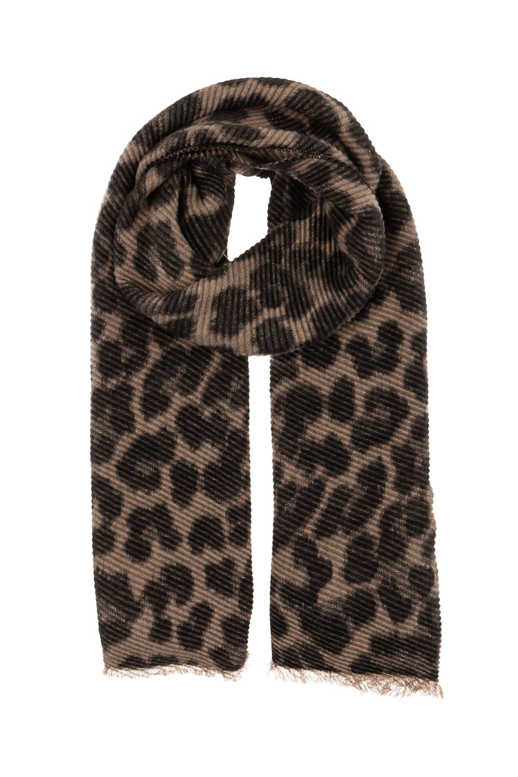 Animal-Print Scarf with Fringes