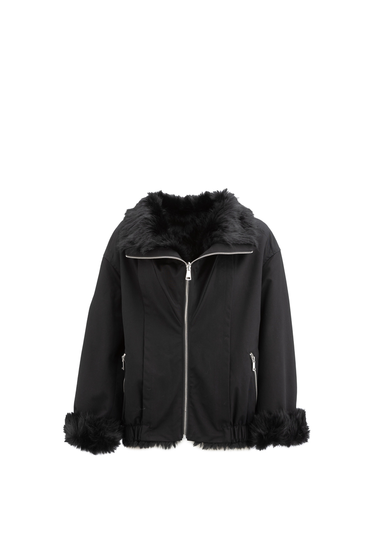 Short Faux-Fur Bomber Jacket