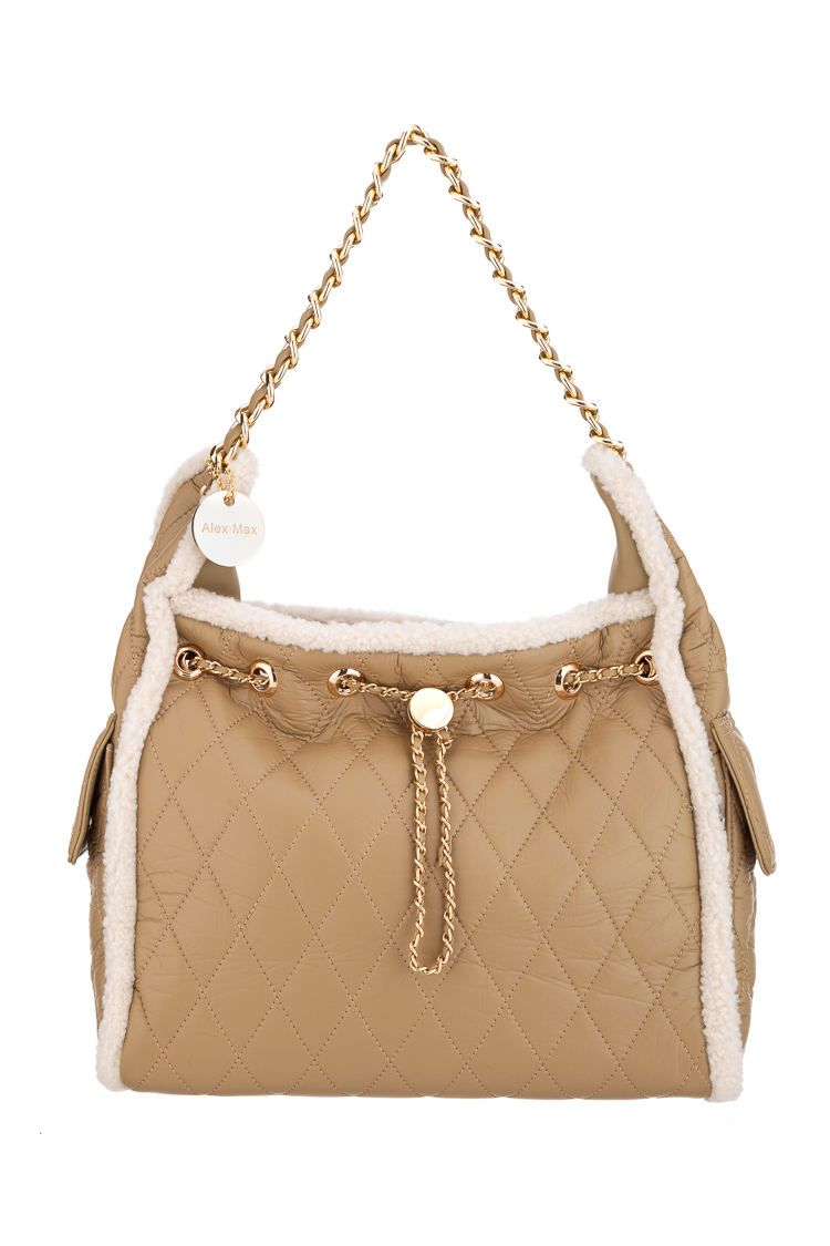 Quilted Geometric Drawstring Bag