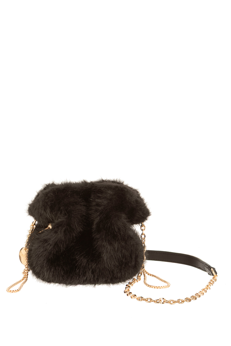 Faux-Fur Pouch Bag with Chain