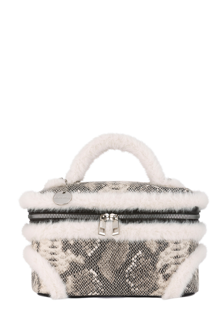Structured Faux-Fur Top-Handle Bag