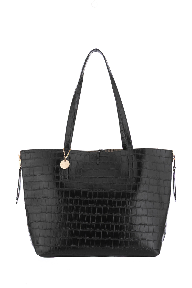 Embossed Button Shopper Bag