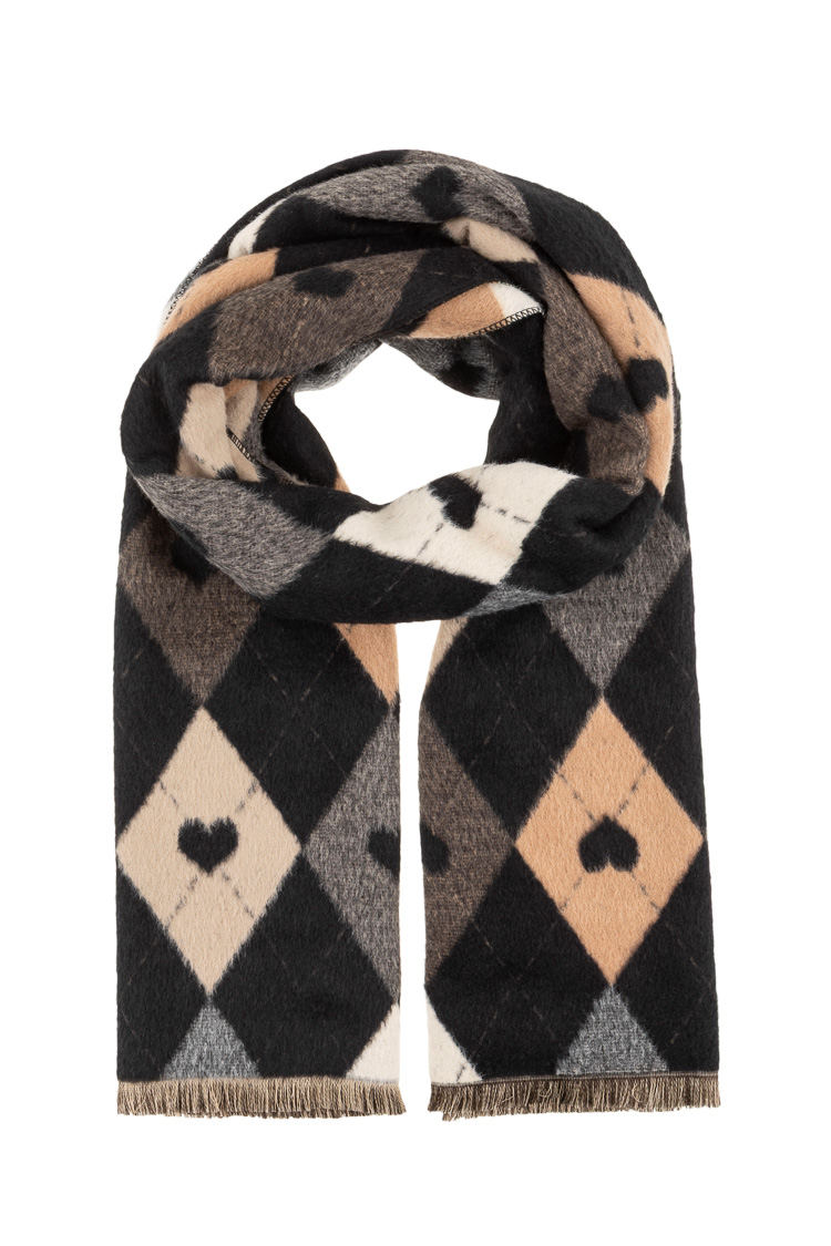 Oversized Diamond Scarf with Fringes