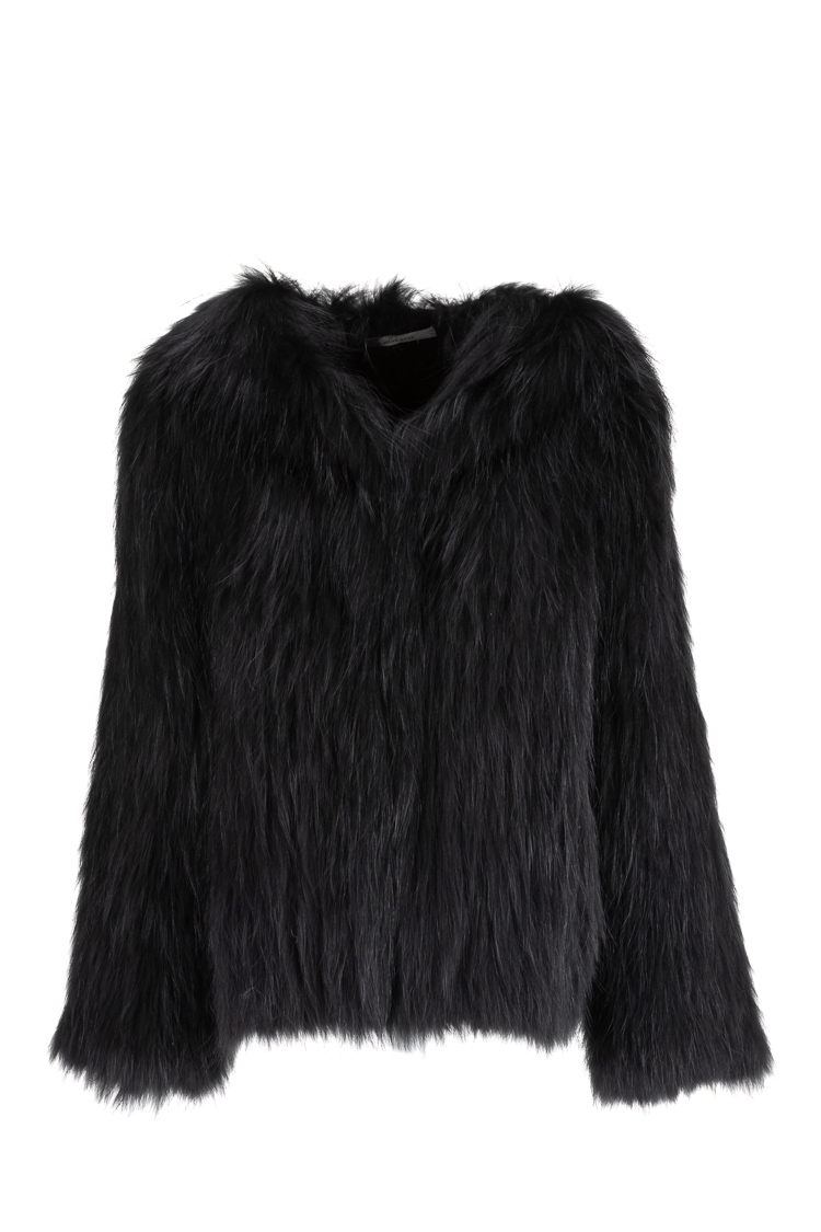 Short Fur-Look Hooded Jacket