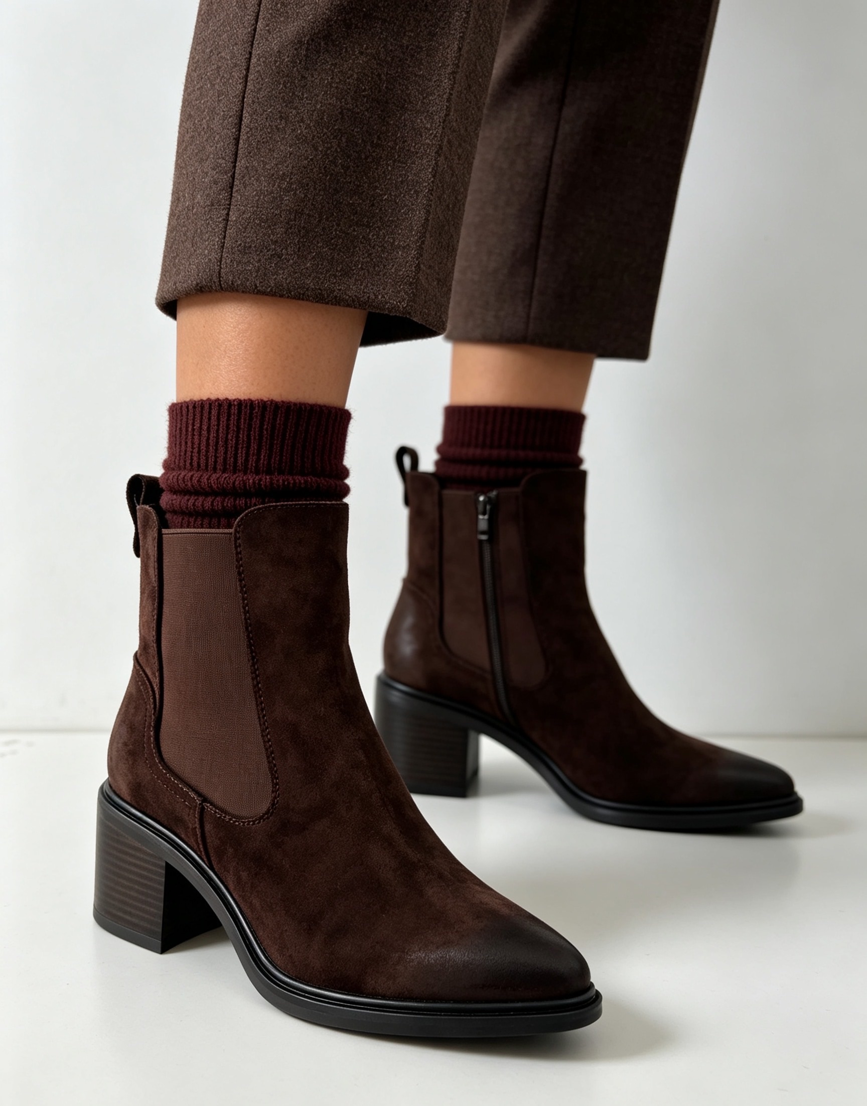 Matte Chelsea Ankle Boots, Block Heel
