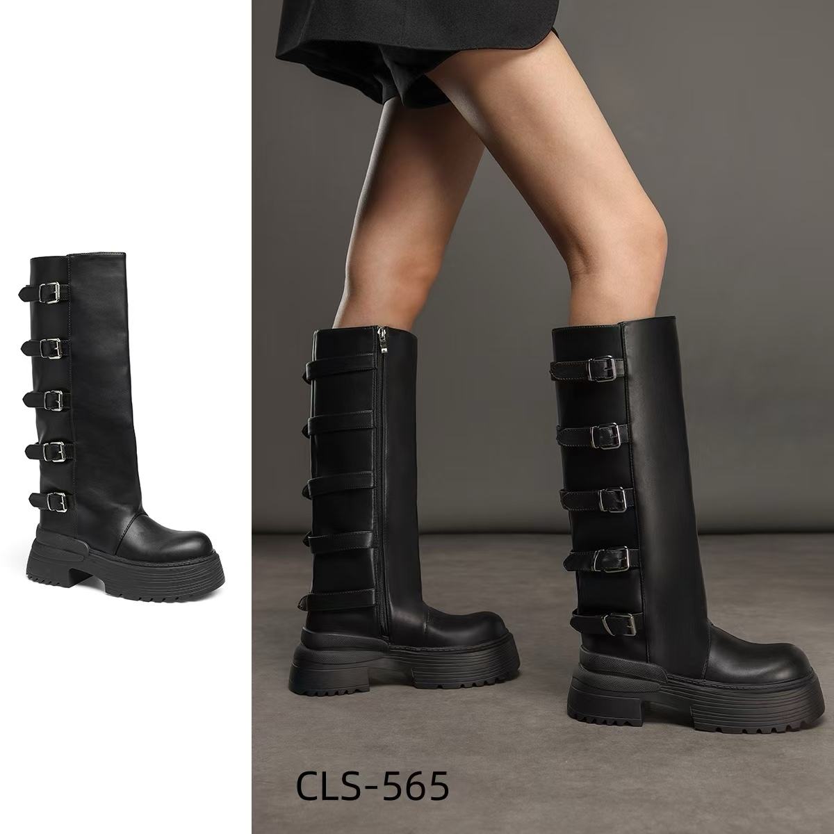 Biker Boots with Decorative Buttons