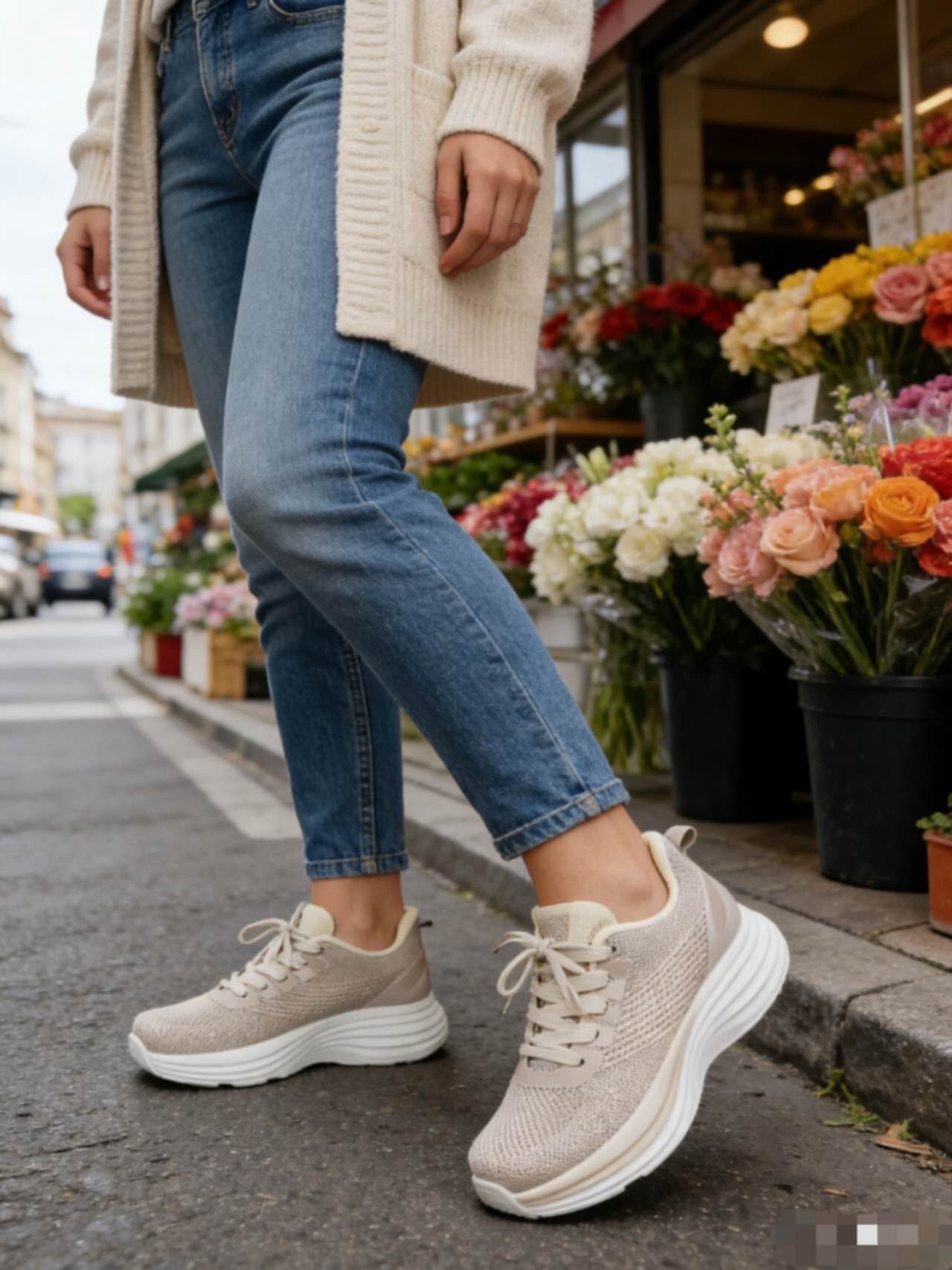 Mesh Sneakers on Thick Sole