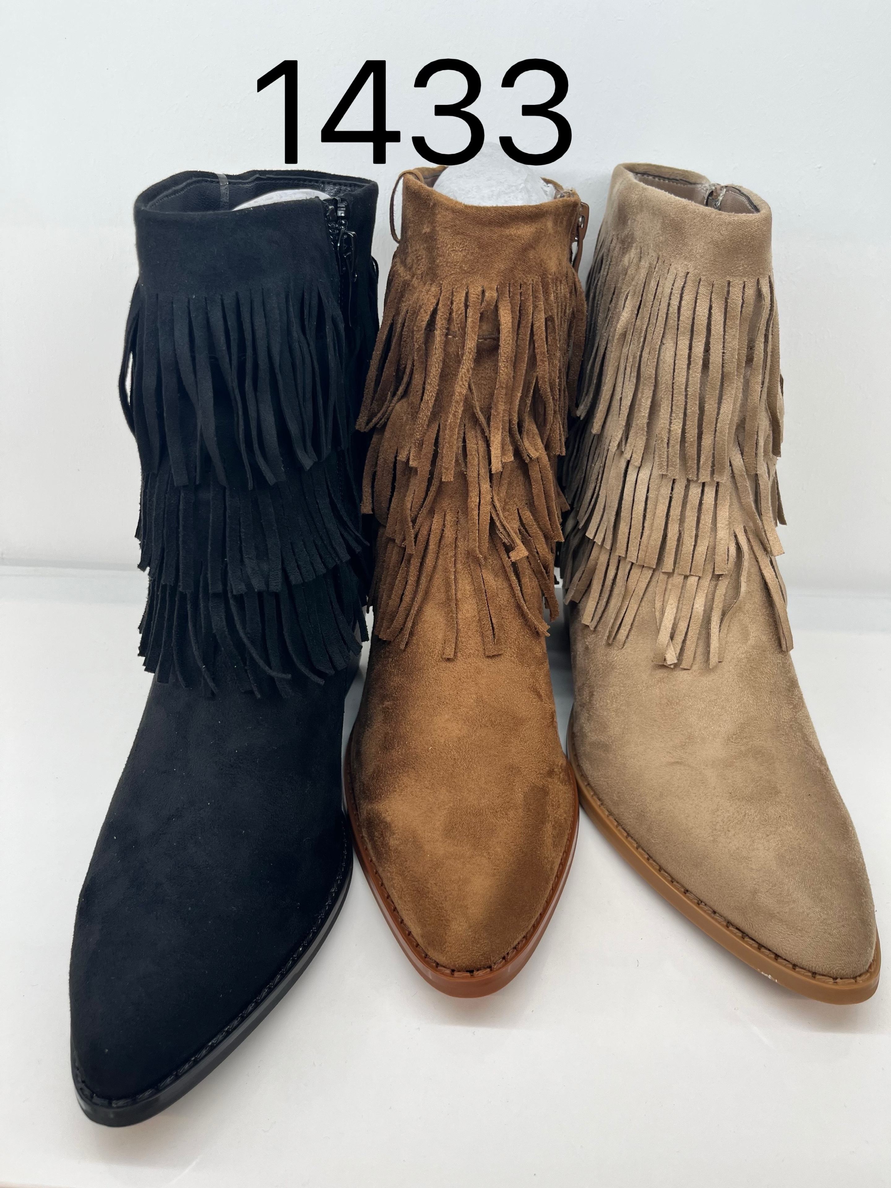 Fringe Block‑Heel Ankle Boots