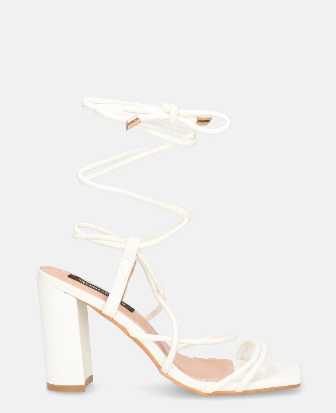 Block-Heel Tie-Up Sandals