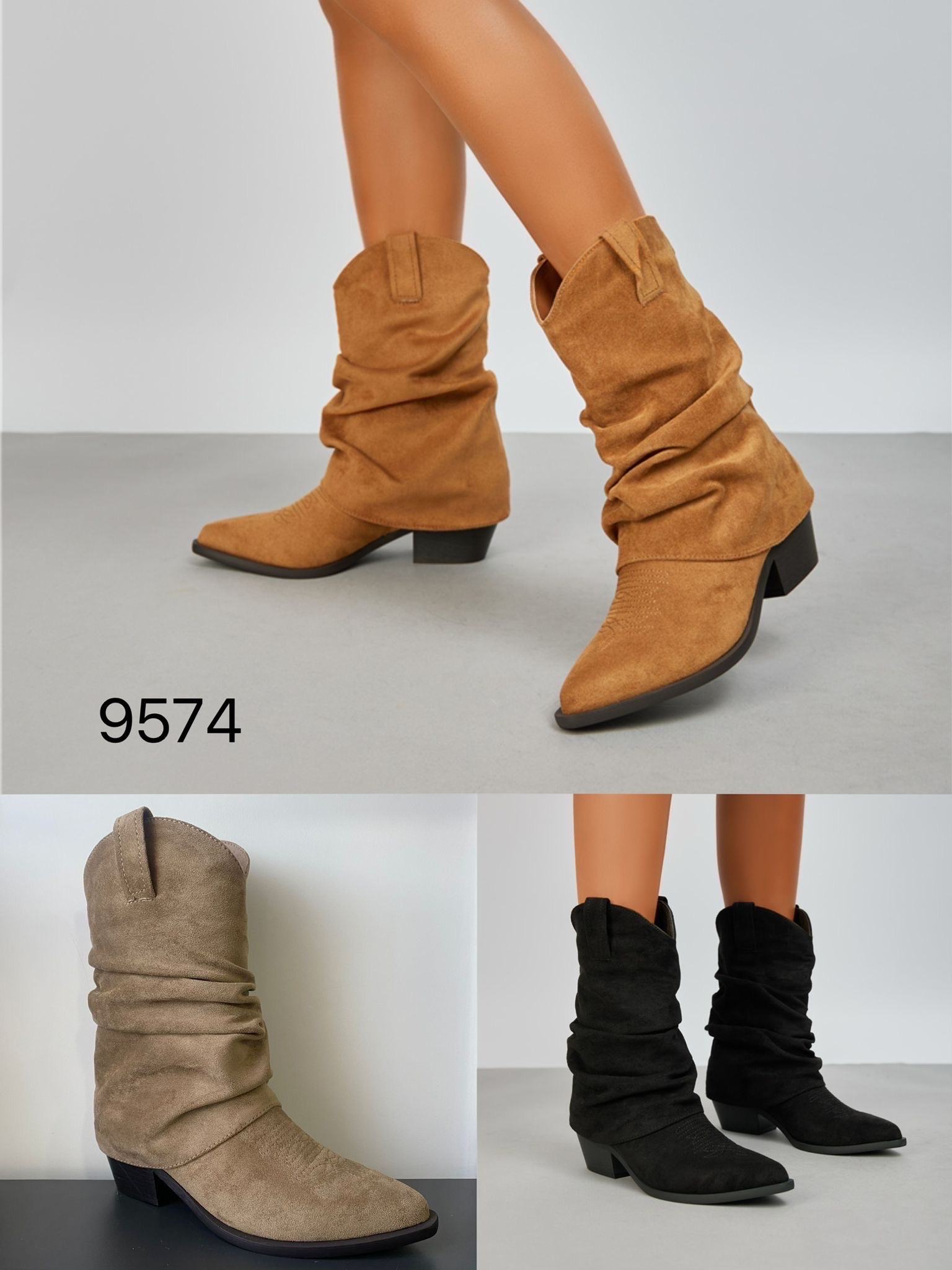 Booties with Ruched Shaft