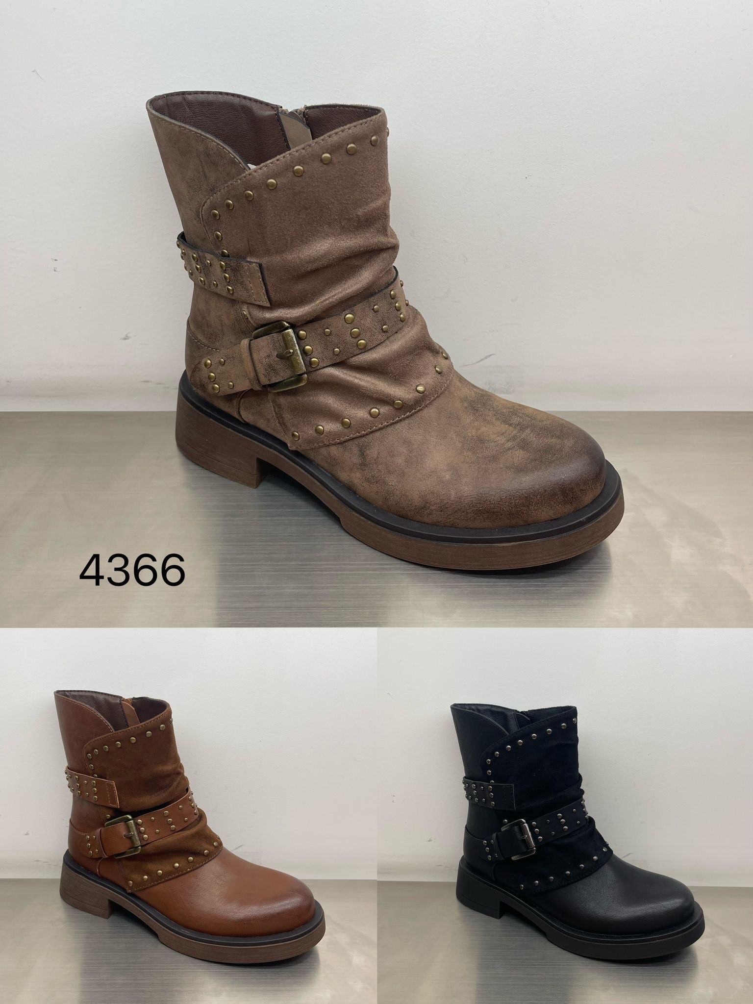 Studded Biker Ankle Boots