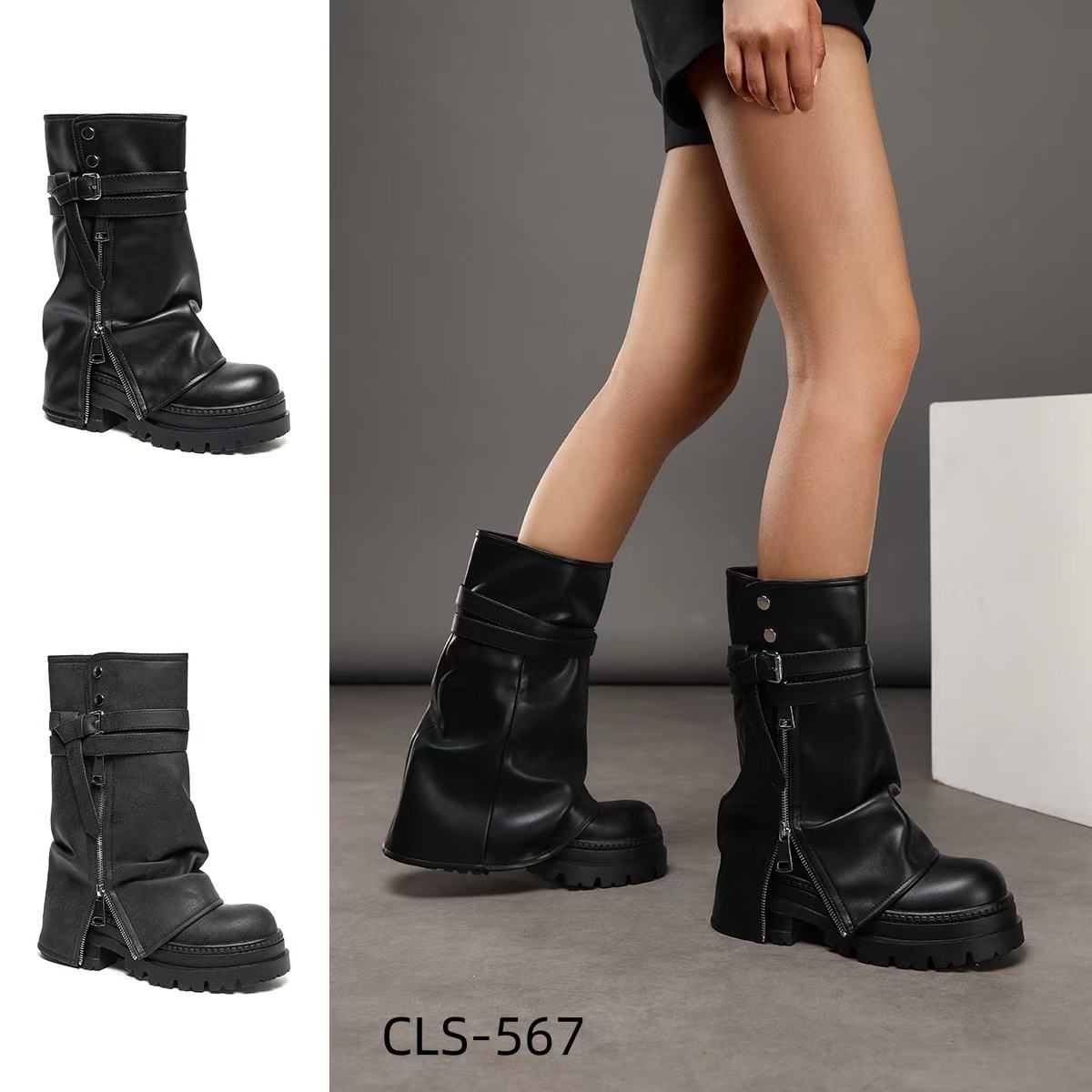 Worker Ankle Boots with Decorative Zip