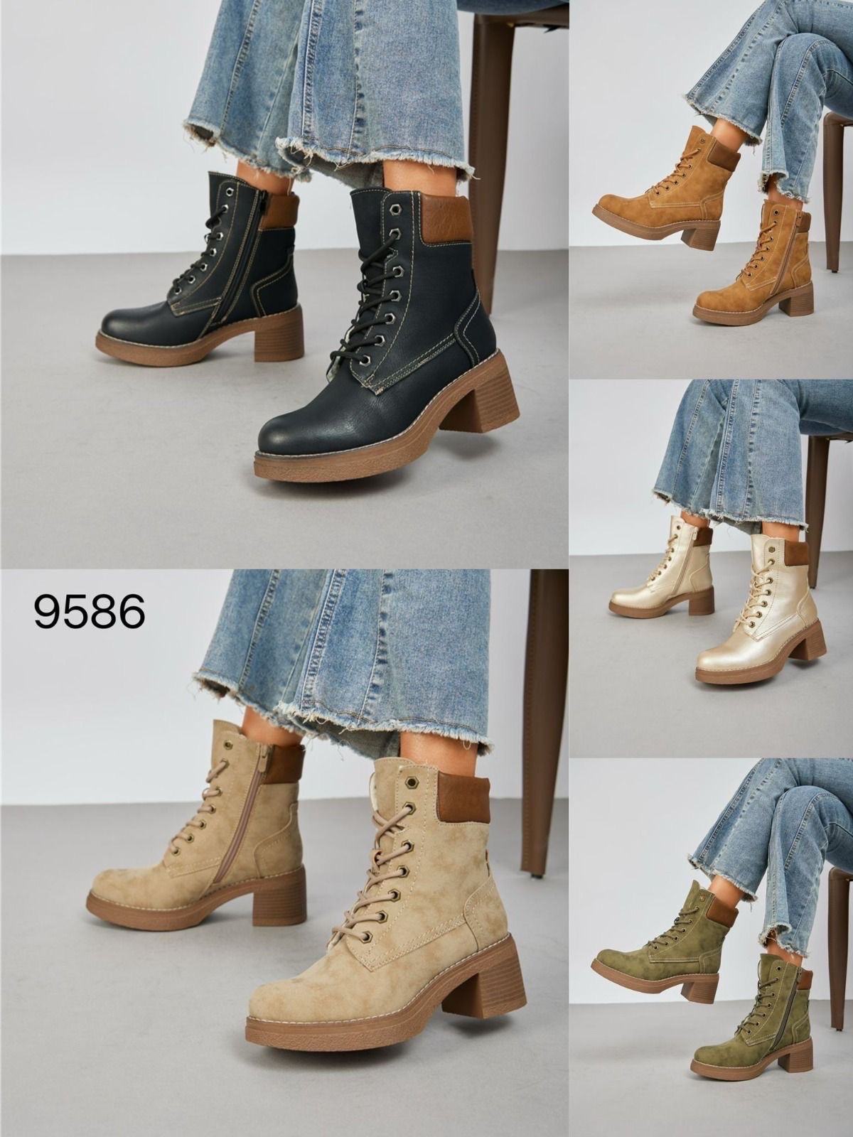 Worker Ankle Boots with Decorative Buttons