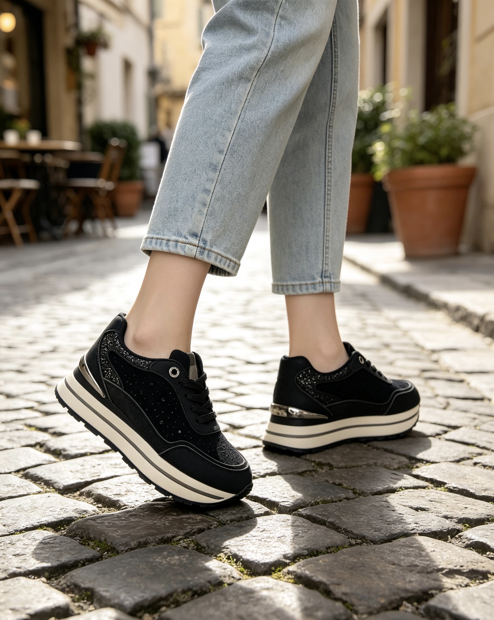 Platform Sneakers with Embellishments