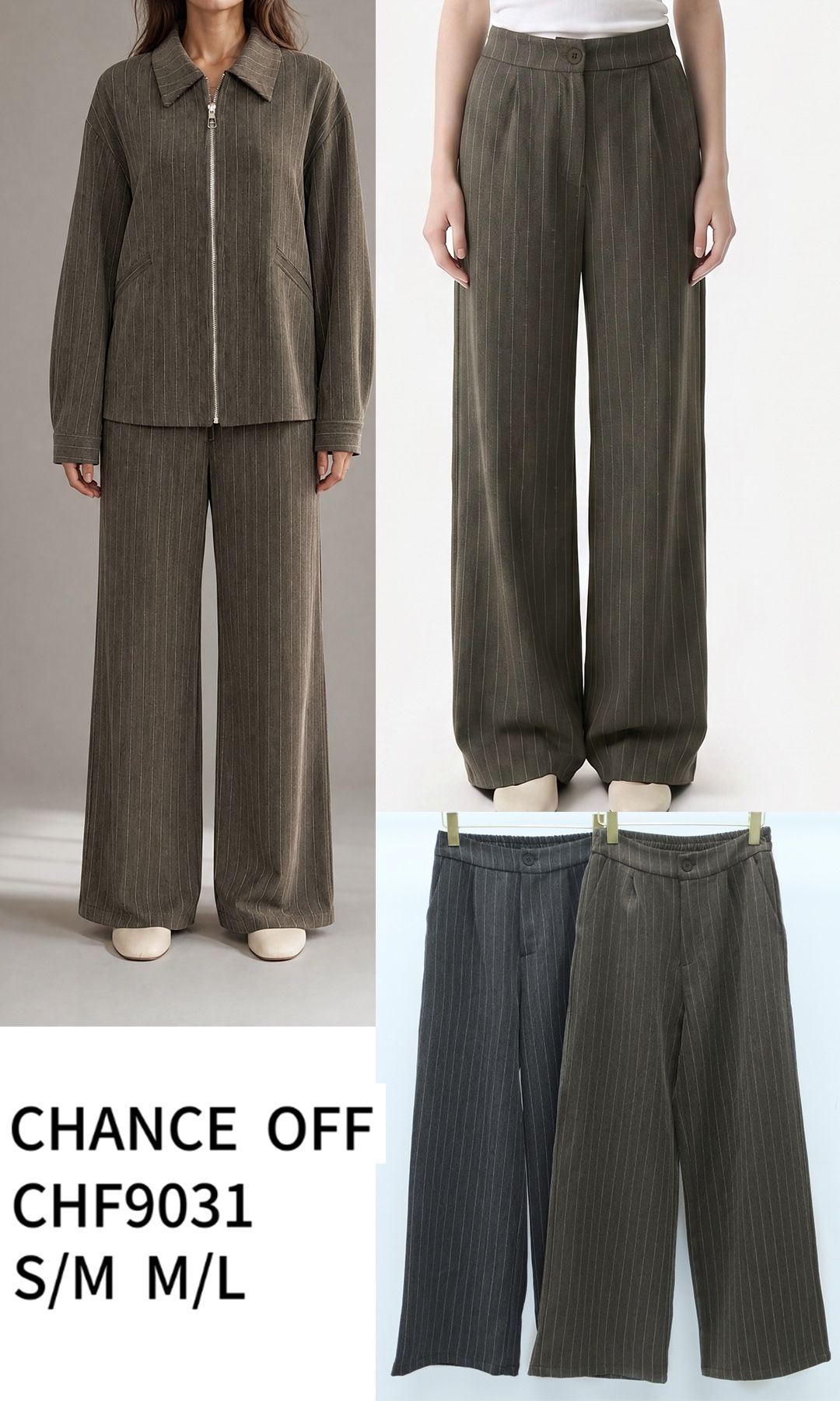 Pinstripe Wide-Leg Trousers