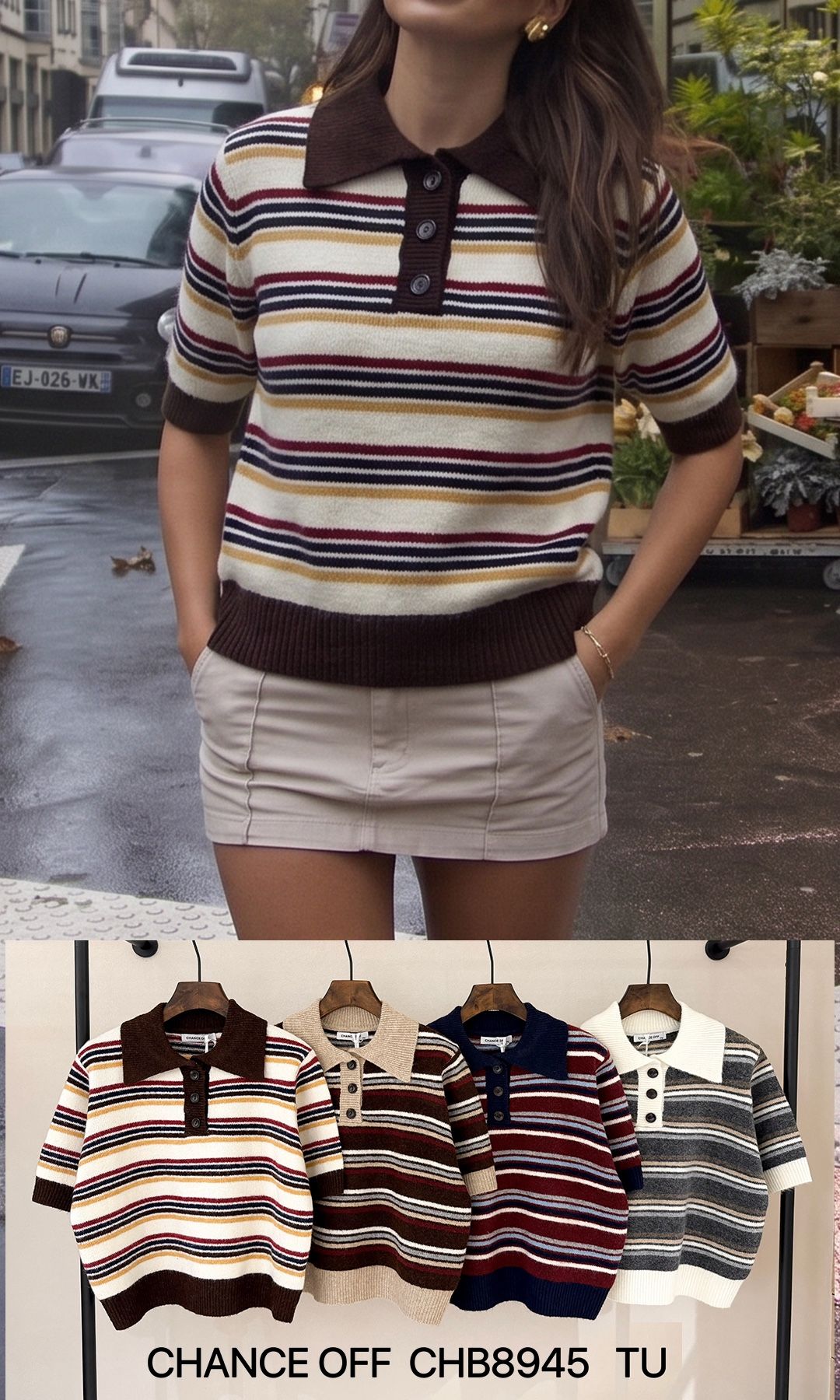 Striped Polo Sweater