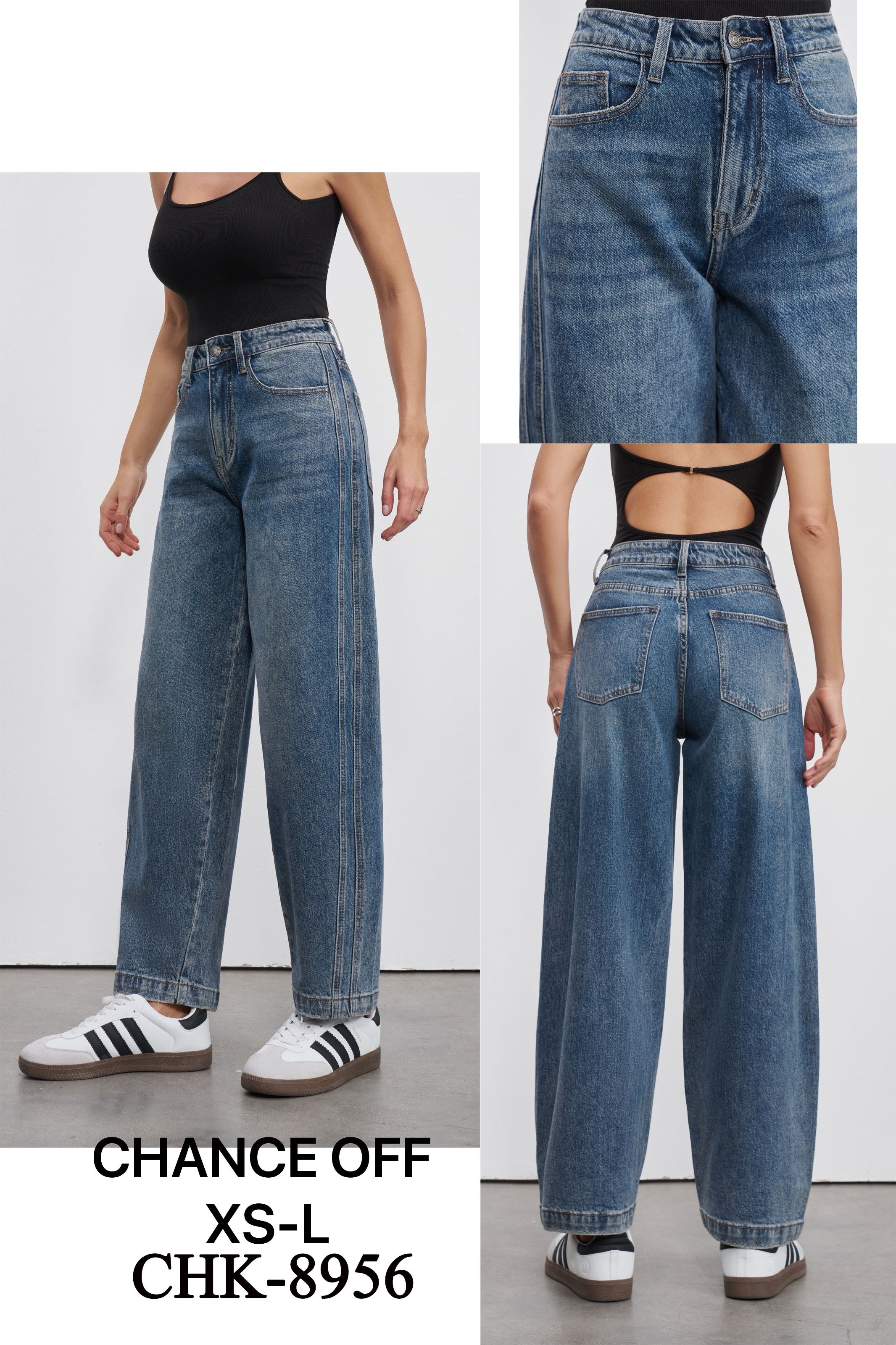 High‑Waisted Wide‑Leg Jeans