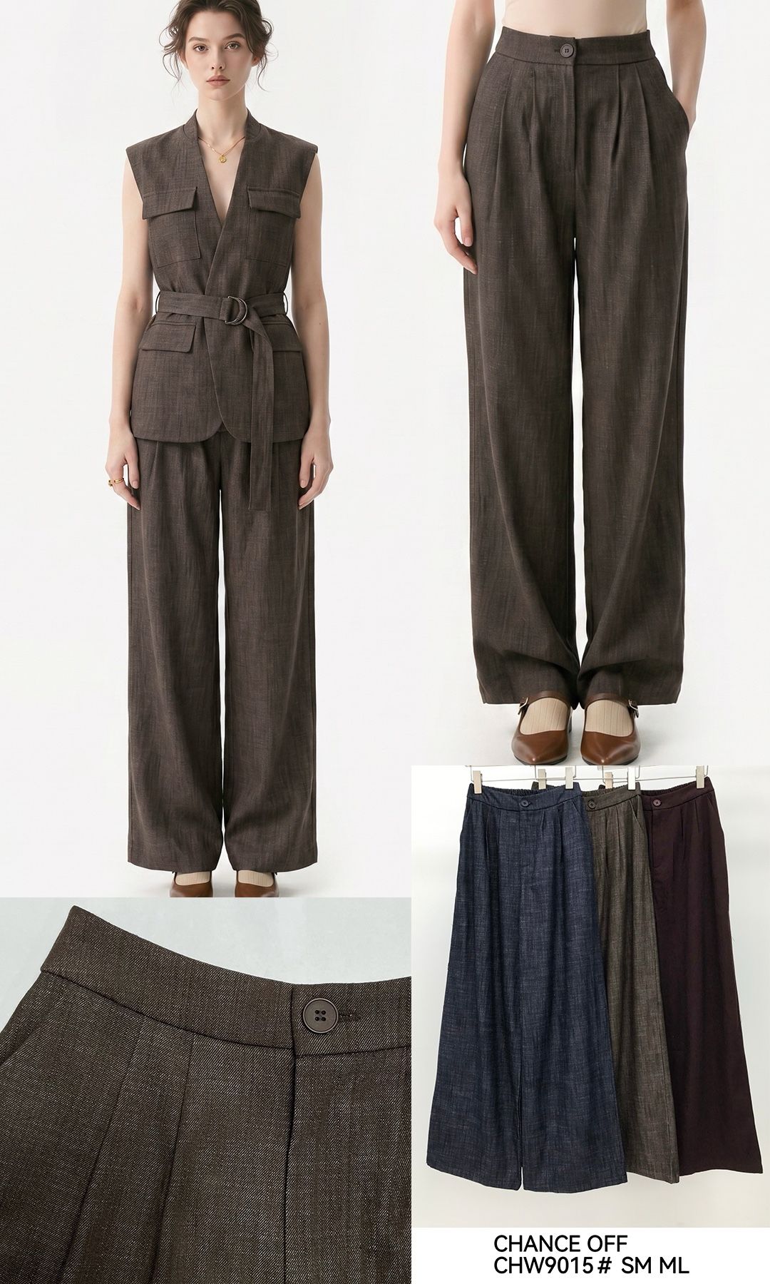 High‑Waisted Wide‑Leg Trousers