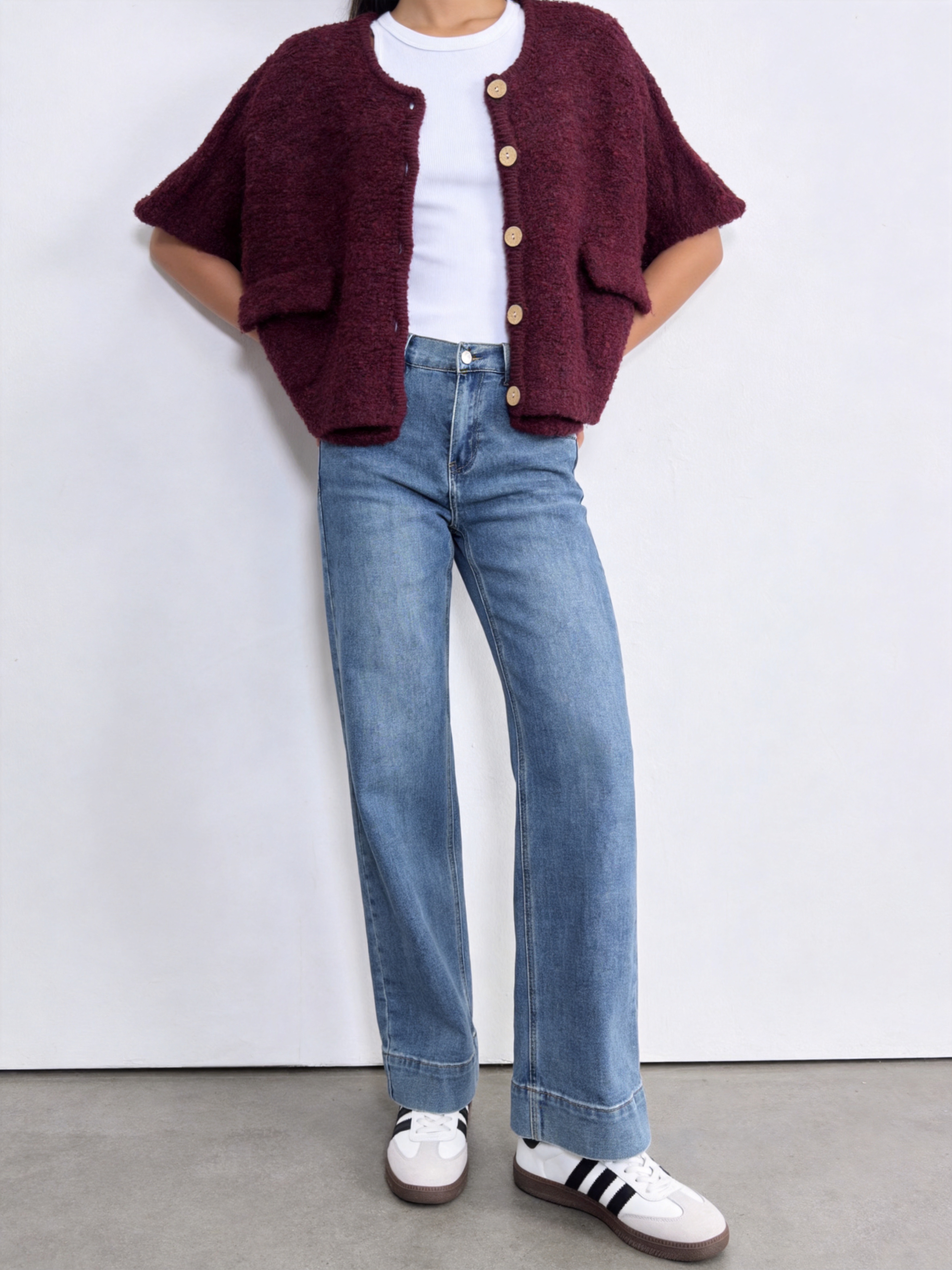 Oversized Buttoned Cardigan with Pockets