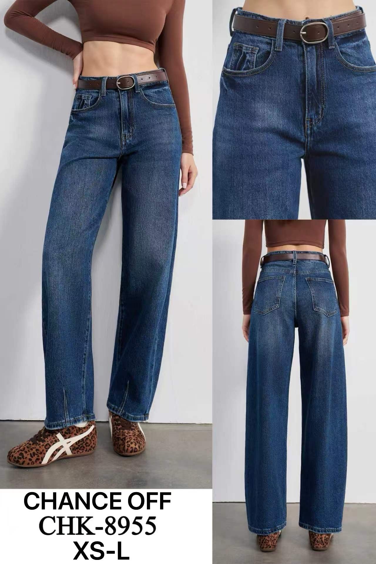 High‑Waist Straight Jeans