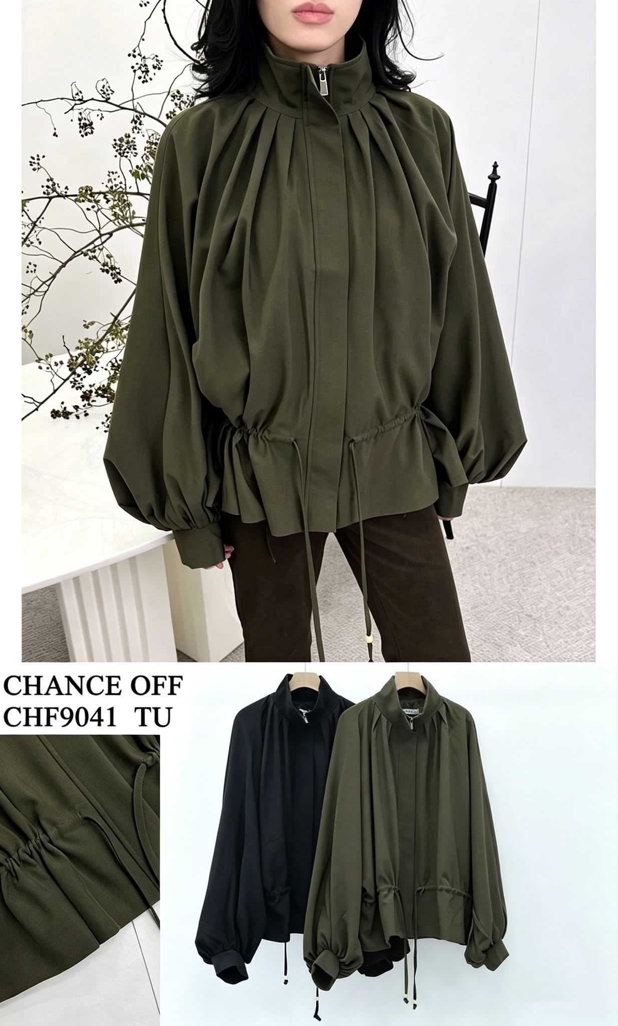 Oversize Jacket with Stand Collar