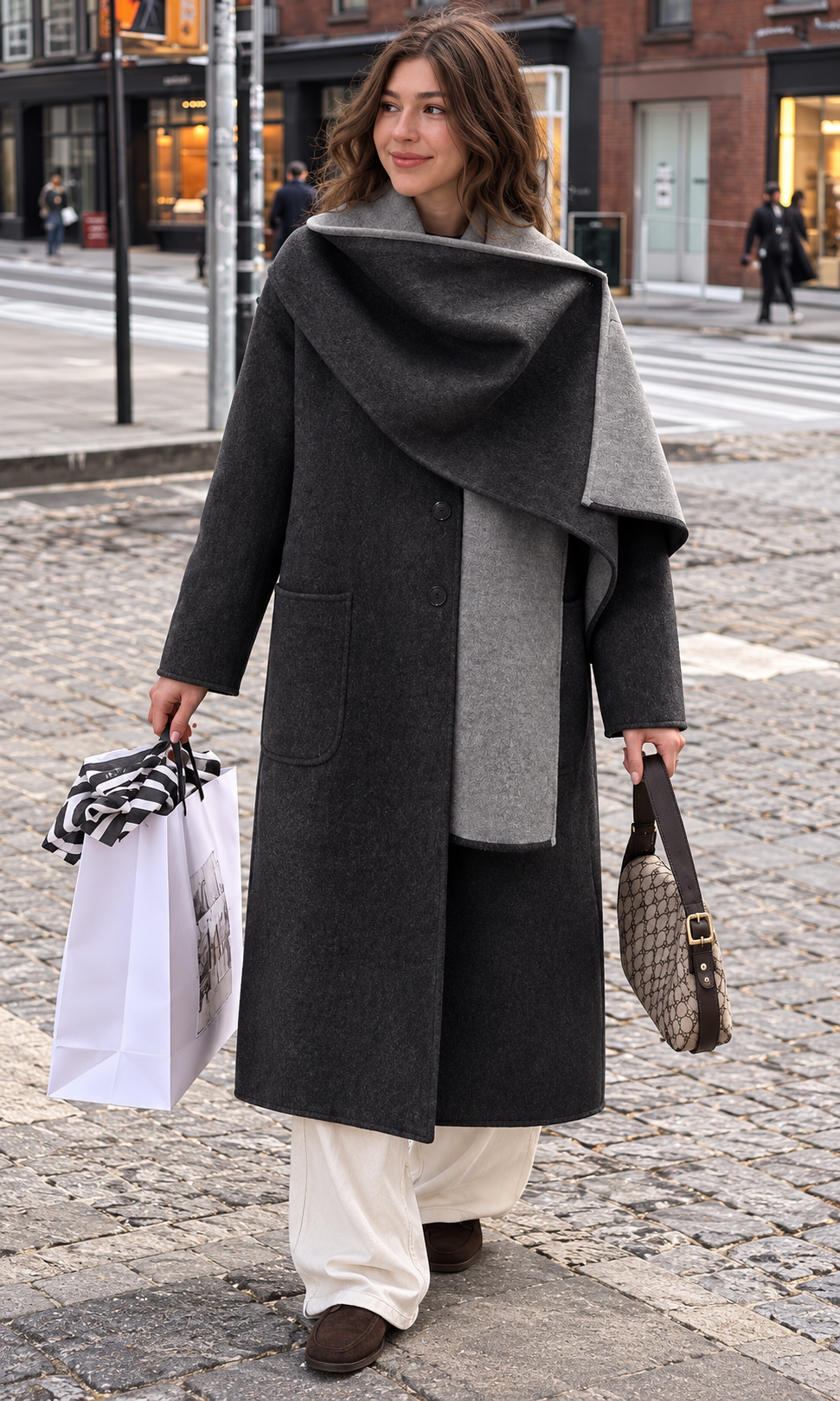 Midi Coat with Notched Collar