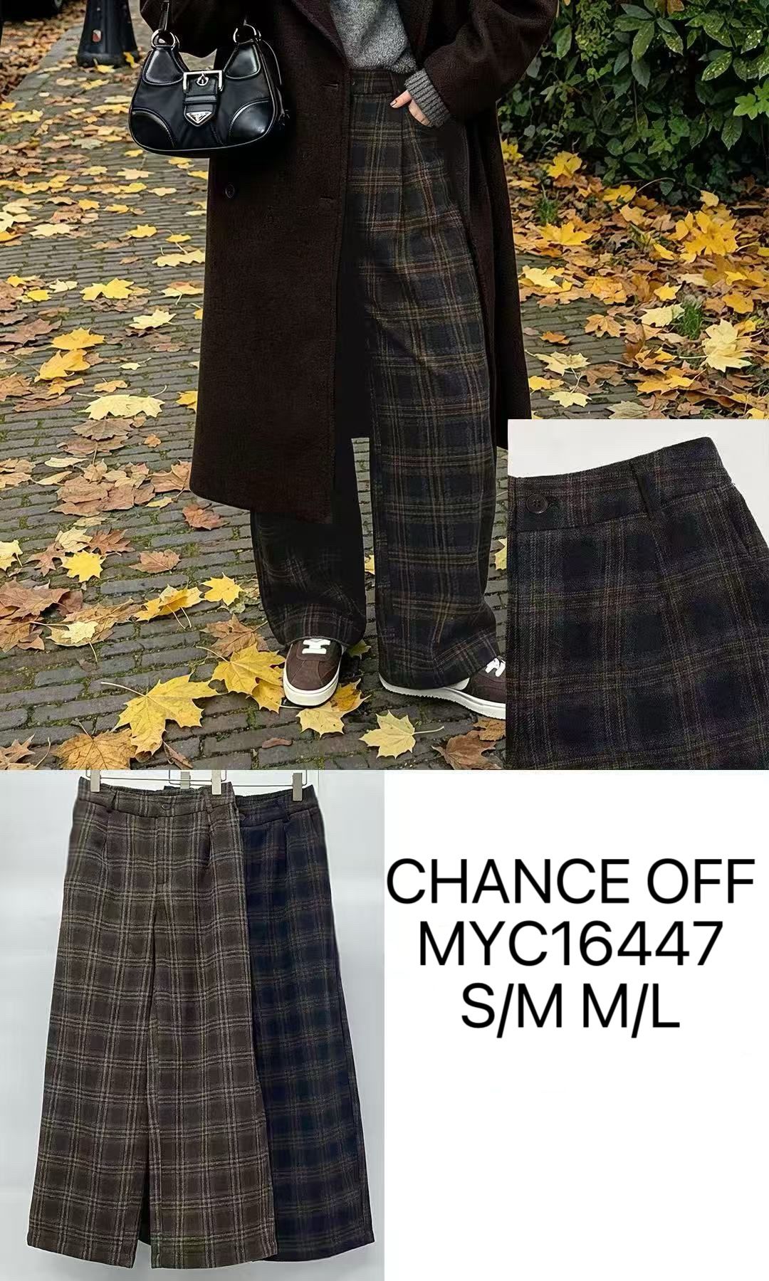 Wide Checked Trousers