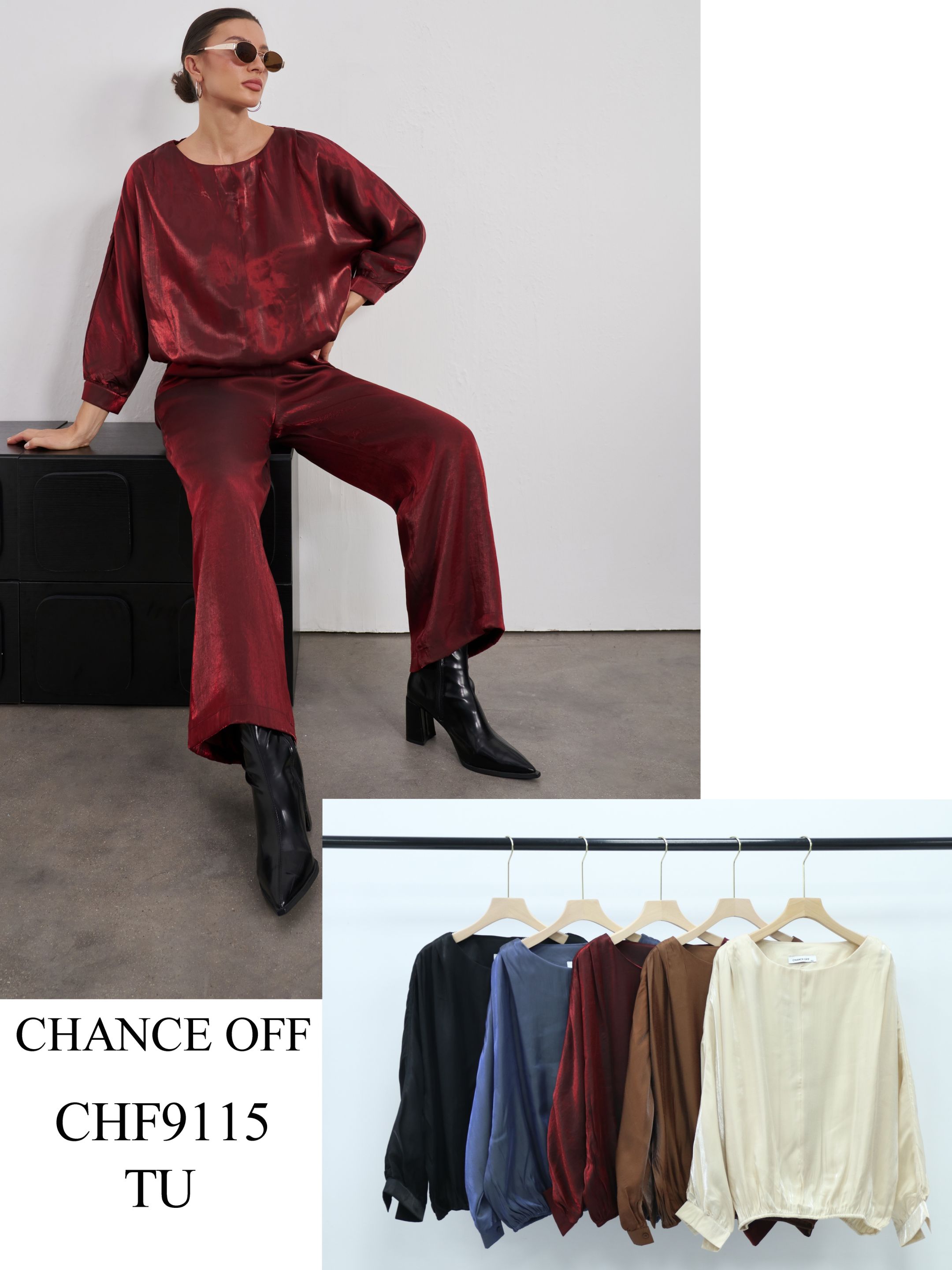 Relaxed Bishop-Sleeve Blouse