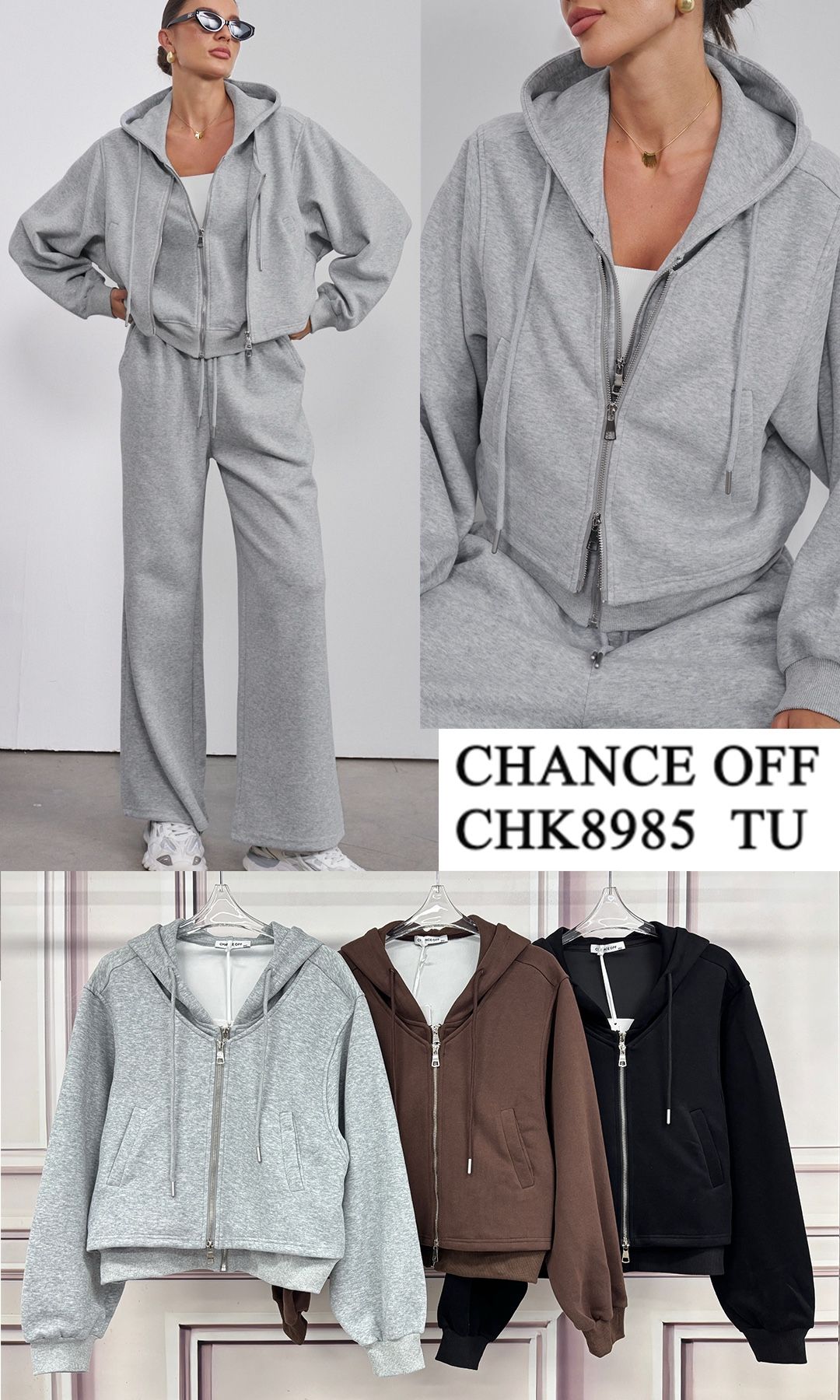 Zip‑Up Hooded Sweatshirt