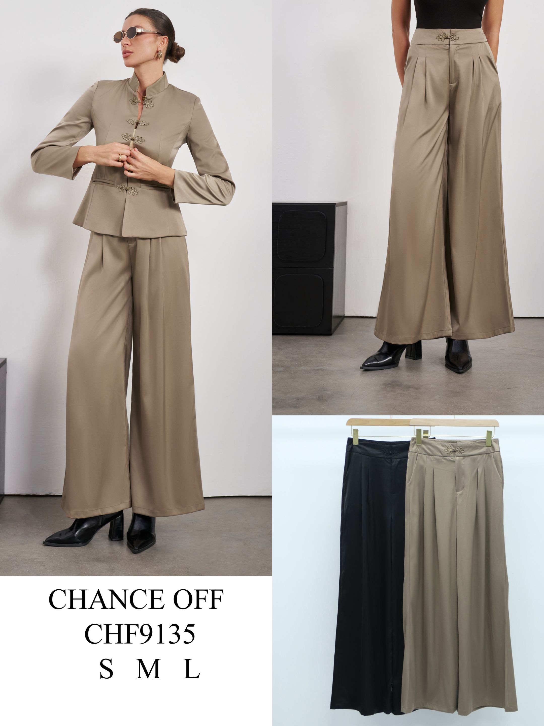 Wide-Leg Pleated Trousers