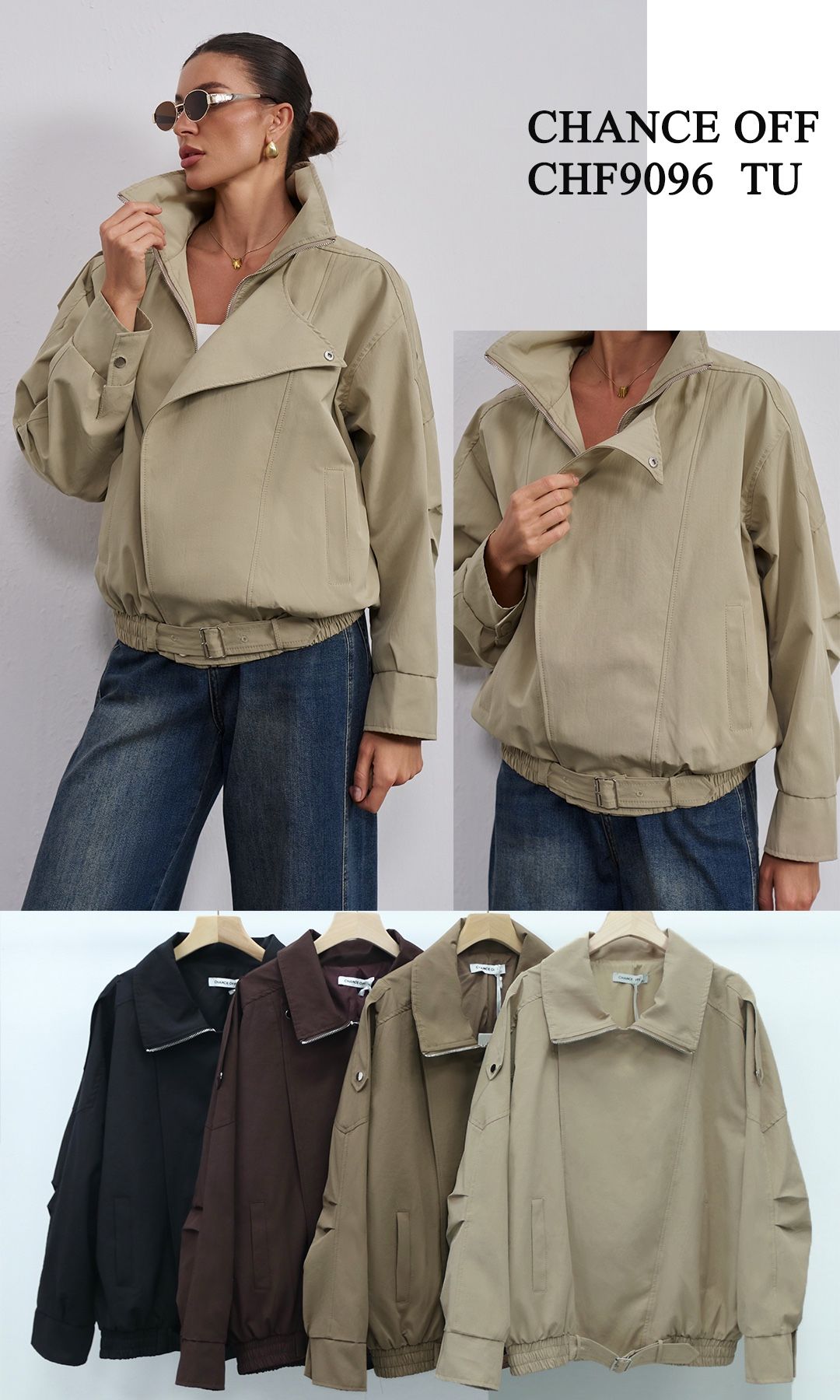 Oversize Jacket with Stand Collar