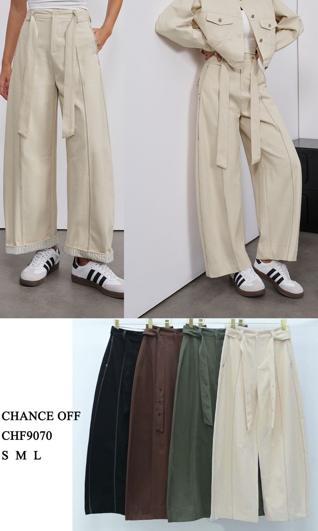 Wide Leg Pleated Trousers