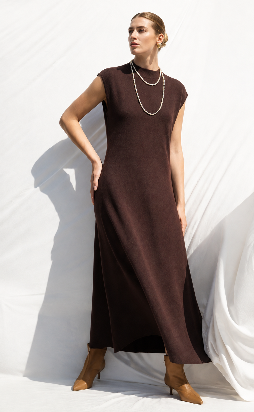 Maxi Dress with High Mock Neck
