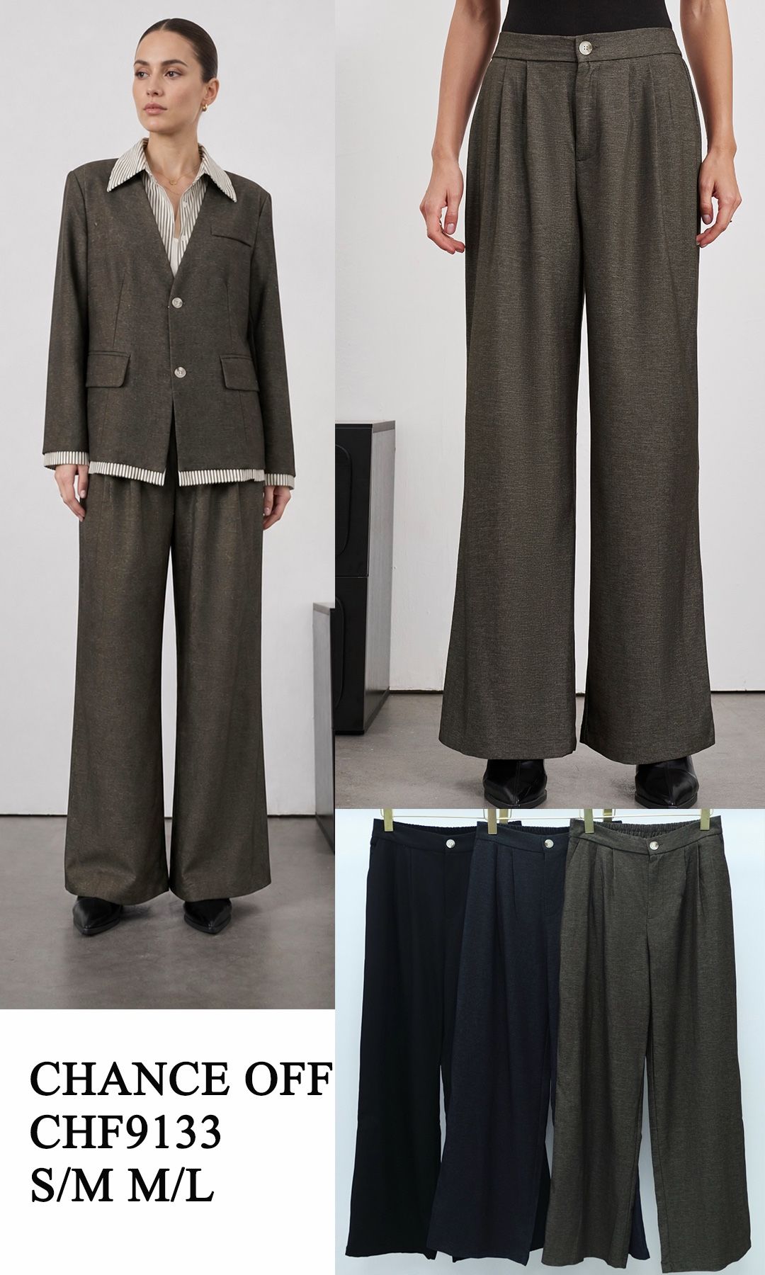 Wide-Leg Pleated Trousers