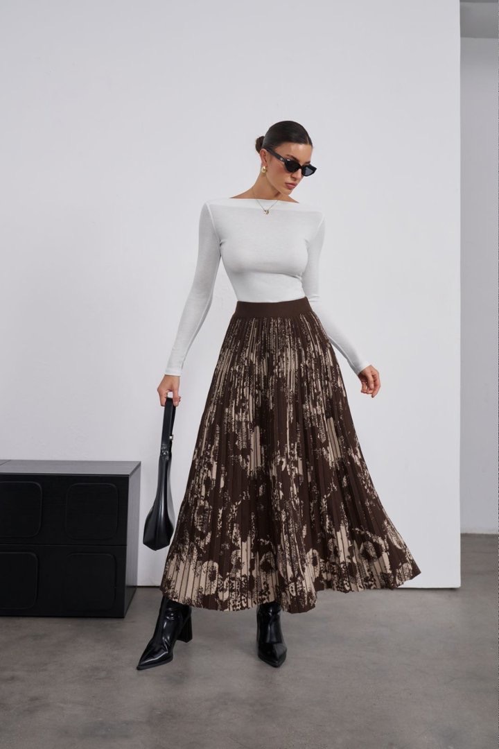 Pleated Maxi Skirt
